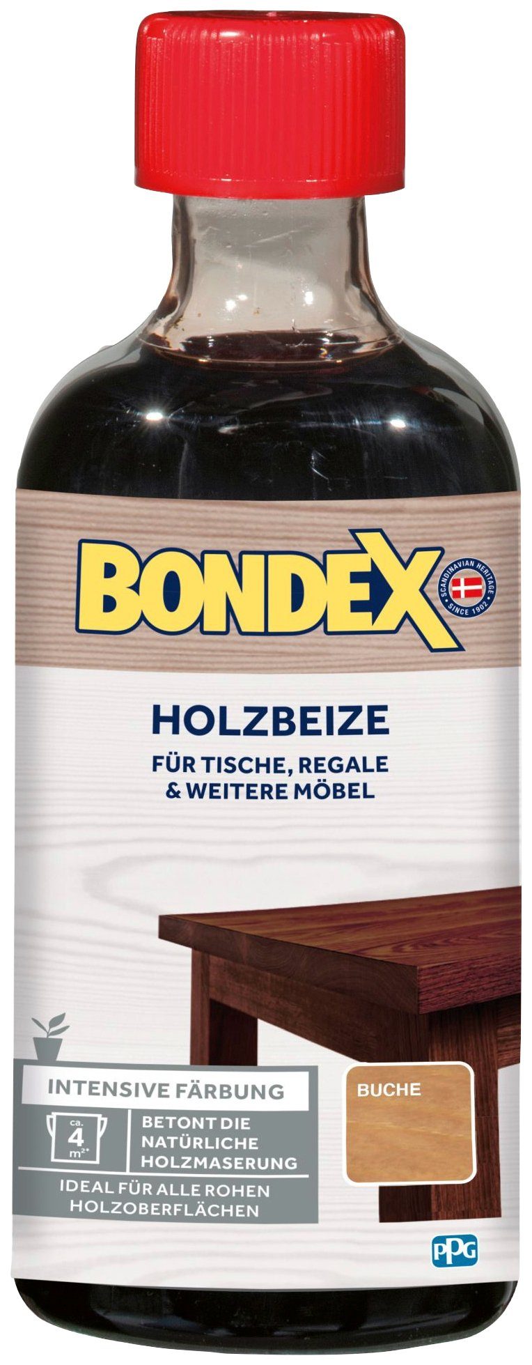 Bondex Lasur HOLZBEIZE, für Tische, Regale & weitere Möbel, intensive Färbung, 0,25 l Buche