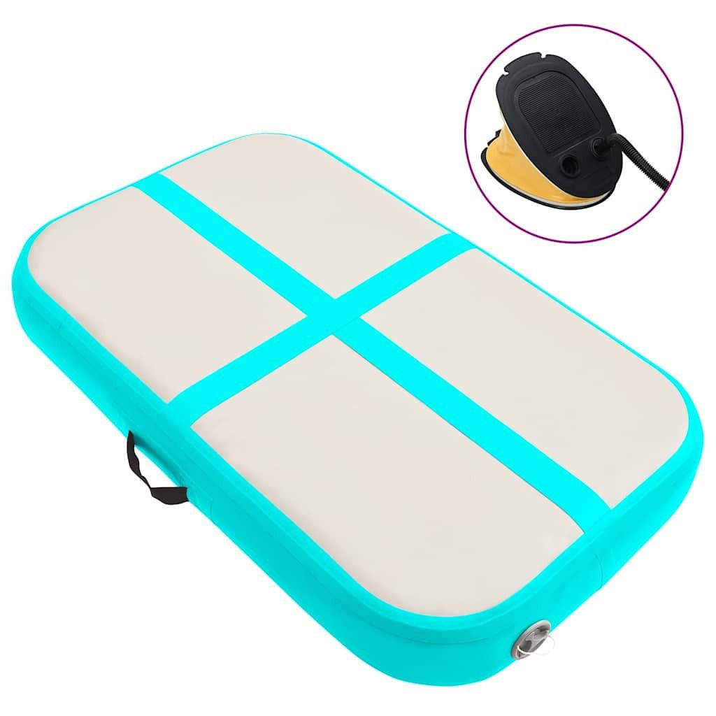 vidaXL Gymnastikmatte Aufblasbare Gymnastikmatte mit Pumpe 60x100x10 cm PVC Grün (1-St)