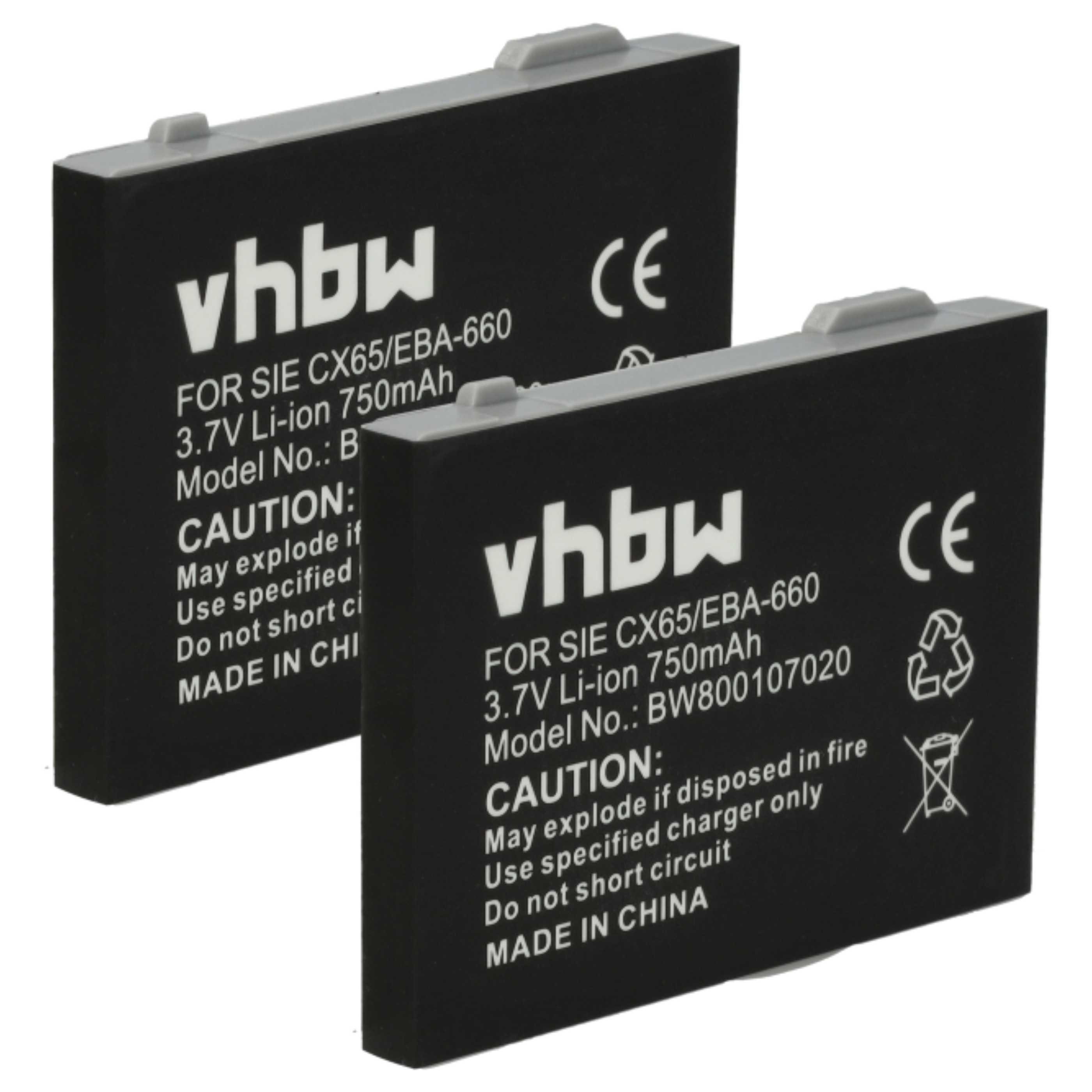 vhbw Akku passend für Siemens CX70, CX65, CX70 emoty, CXI65, CX66, CV75, Akku Akku Li-Ion 750 mAh (3,7 V, 2 St), Leistungsfähige Austausch-Akkus für Telefon, Festnetz oder schnurloses