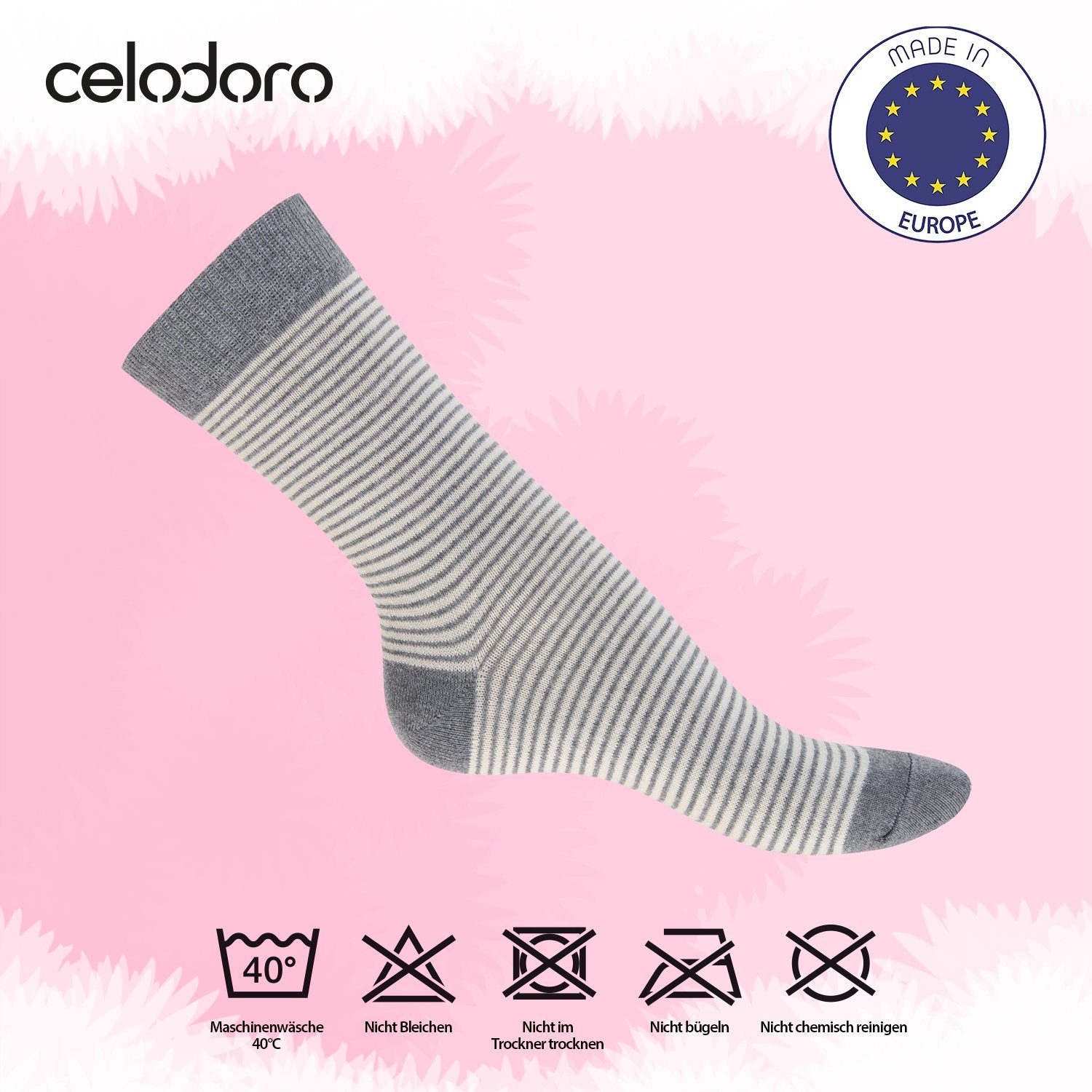 celodoro Basicsocken Süße Damen Eco Socken mit Motiv (10 Paar) Regenerative Baumwolle