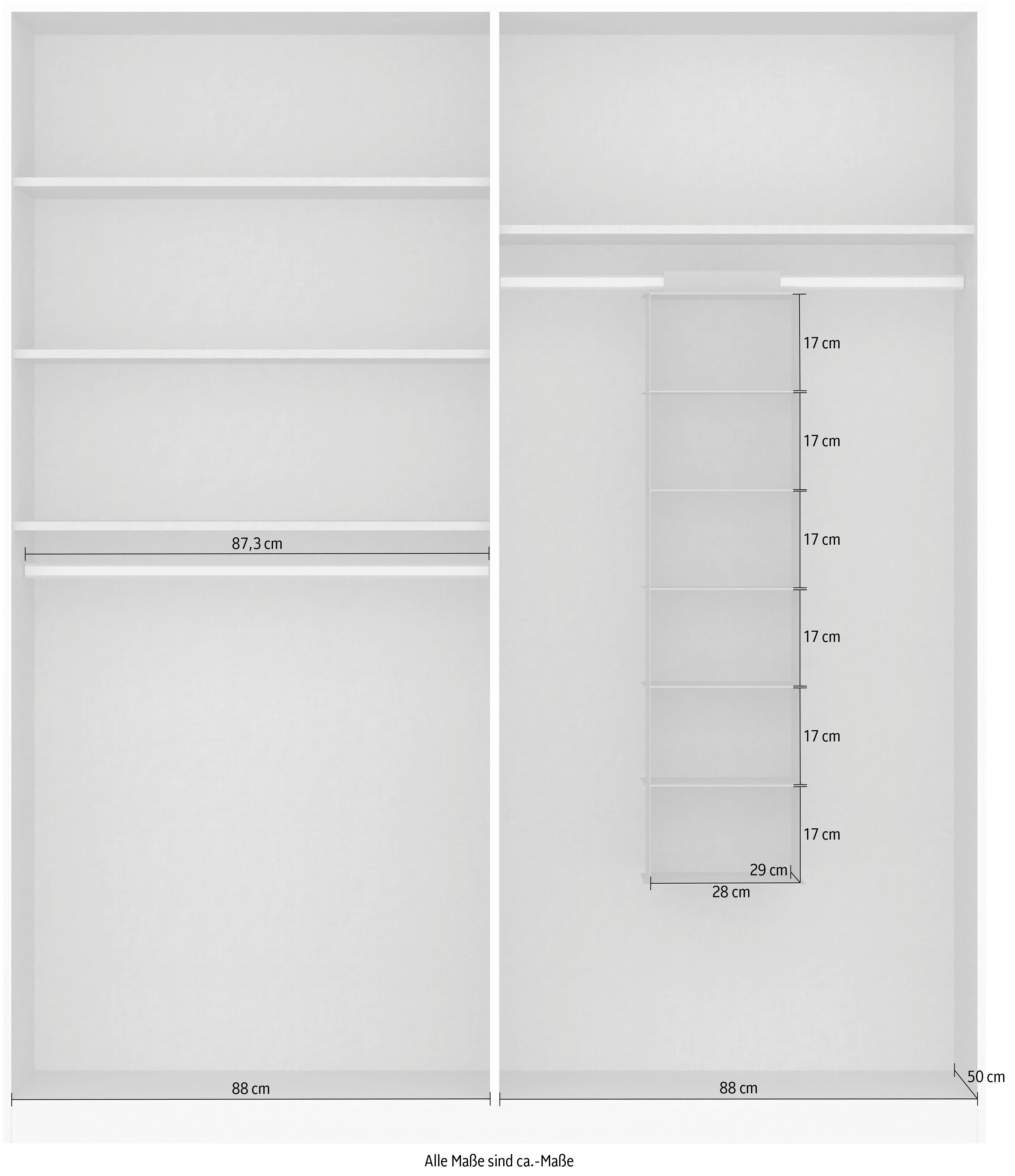 mit Artisan optional Stoff-Organizer inkl. 6 Spiegel mit Fächern, rauch Drehtürenschrank Modi Eiche erhältlich