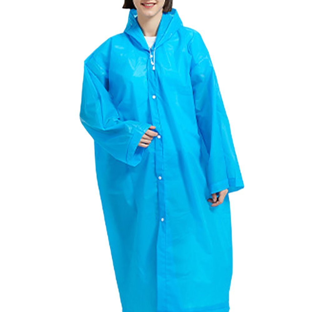 GelldG Regenjacke Wiederverwendbarer Regenmantel wasserdicht Regencape Regenjacke transparentes,Blau