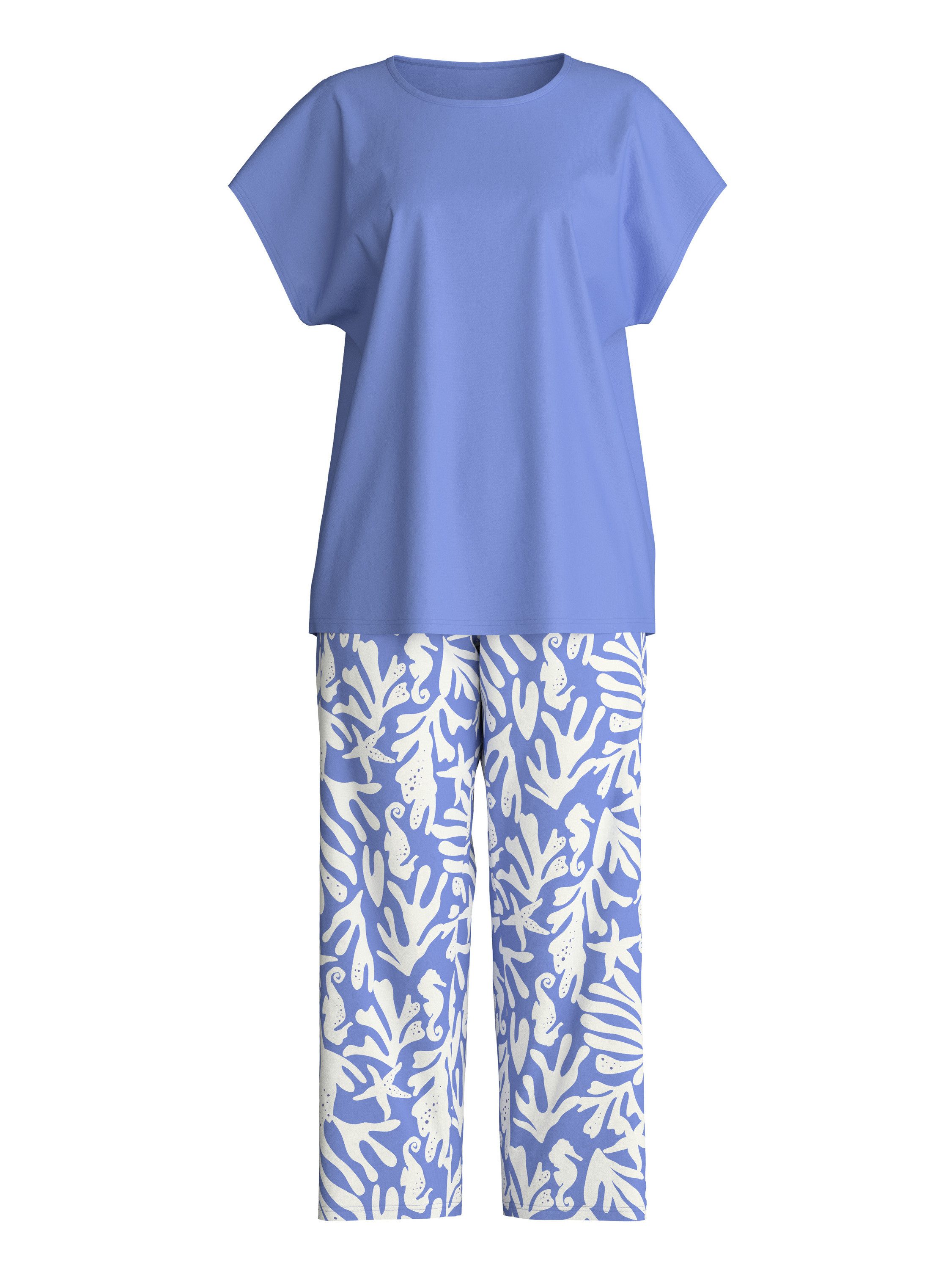 CALIDA Capri-Pyjama Cotton Special Damen (2 tlg) 100% Baumwolle, atmungsaktiv, hautfreundlich, pflegeleicht
