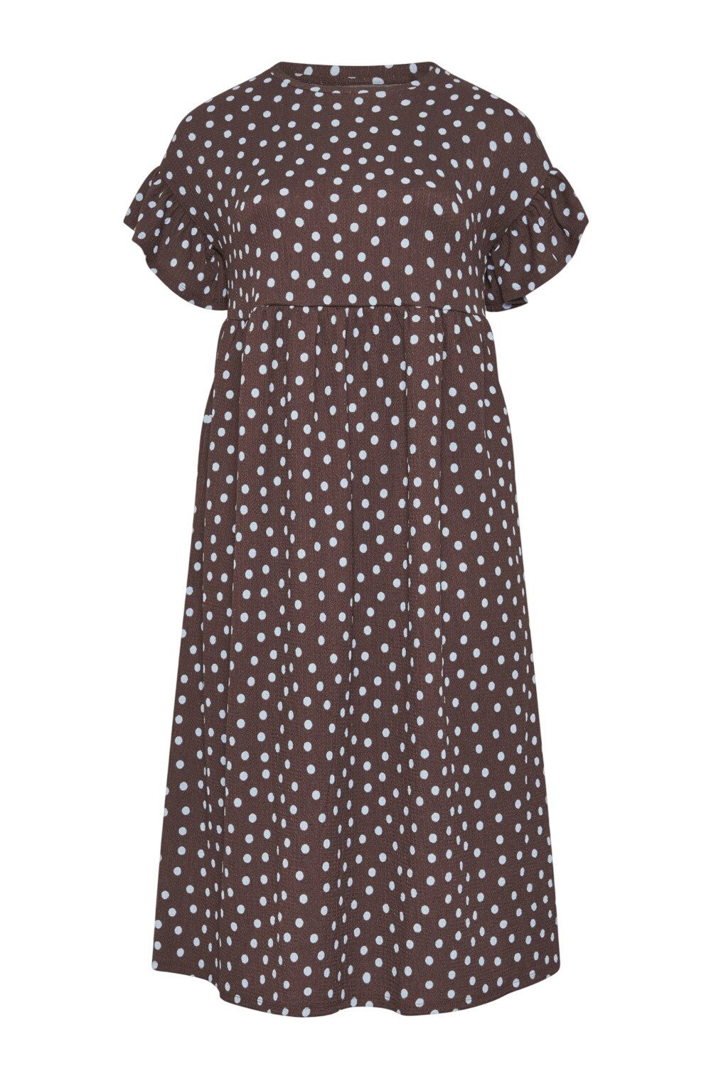 Shape of You Midikleid Plus-Size Punkte Rüschenkleid mit Taschen