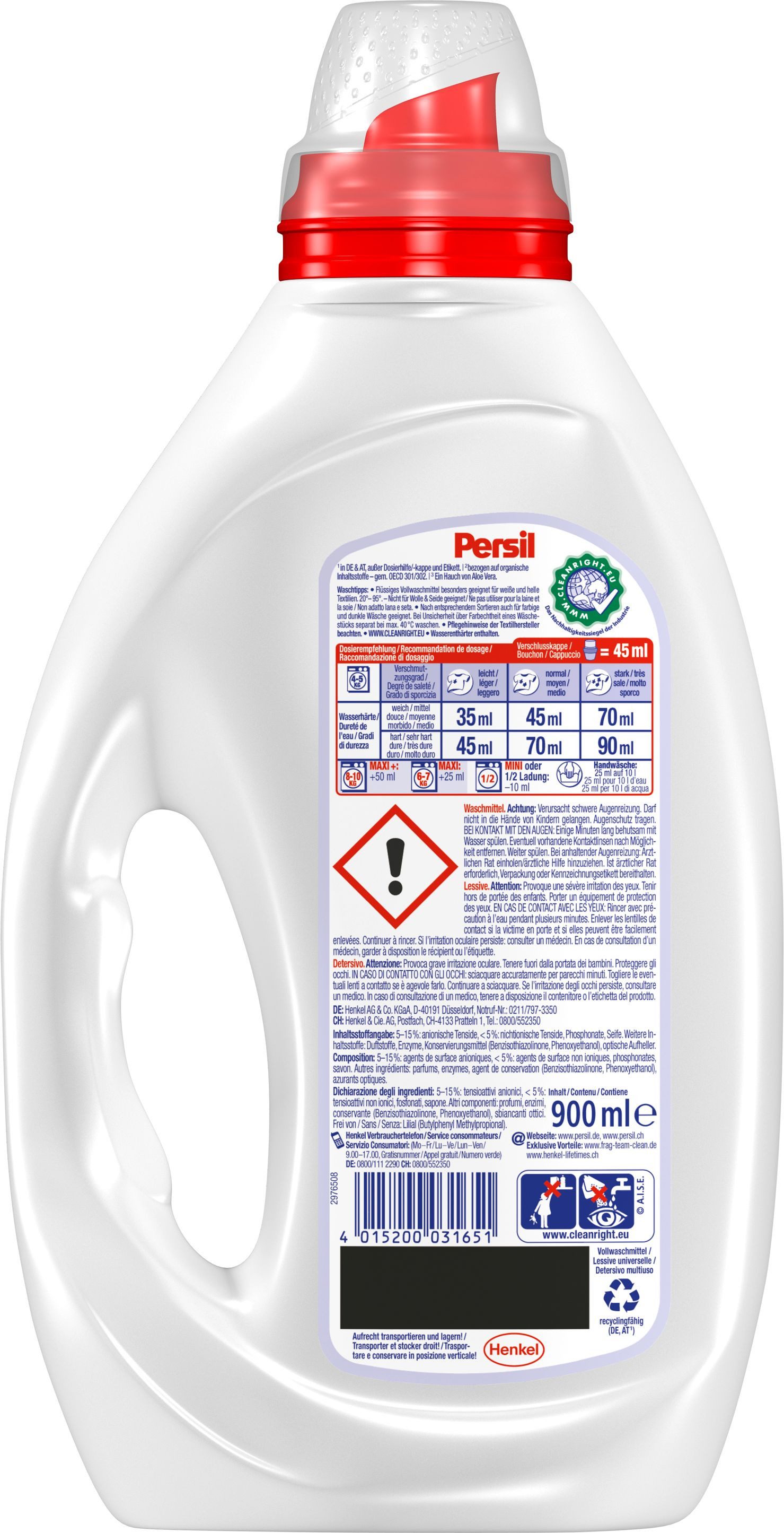 Persil Kraft Gel Universal & Sensitive Gel 2 x 20 WL (40WL) Vollwaschmittel (Doppelpack, [2-St. Flüssigwaschmittel für Allergiker & Babys - mit Tiefenrein Technologie)