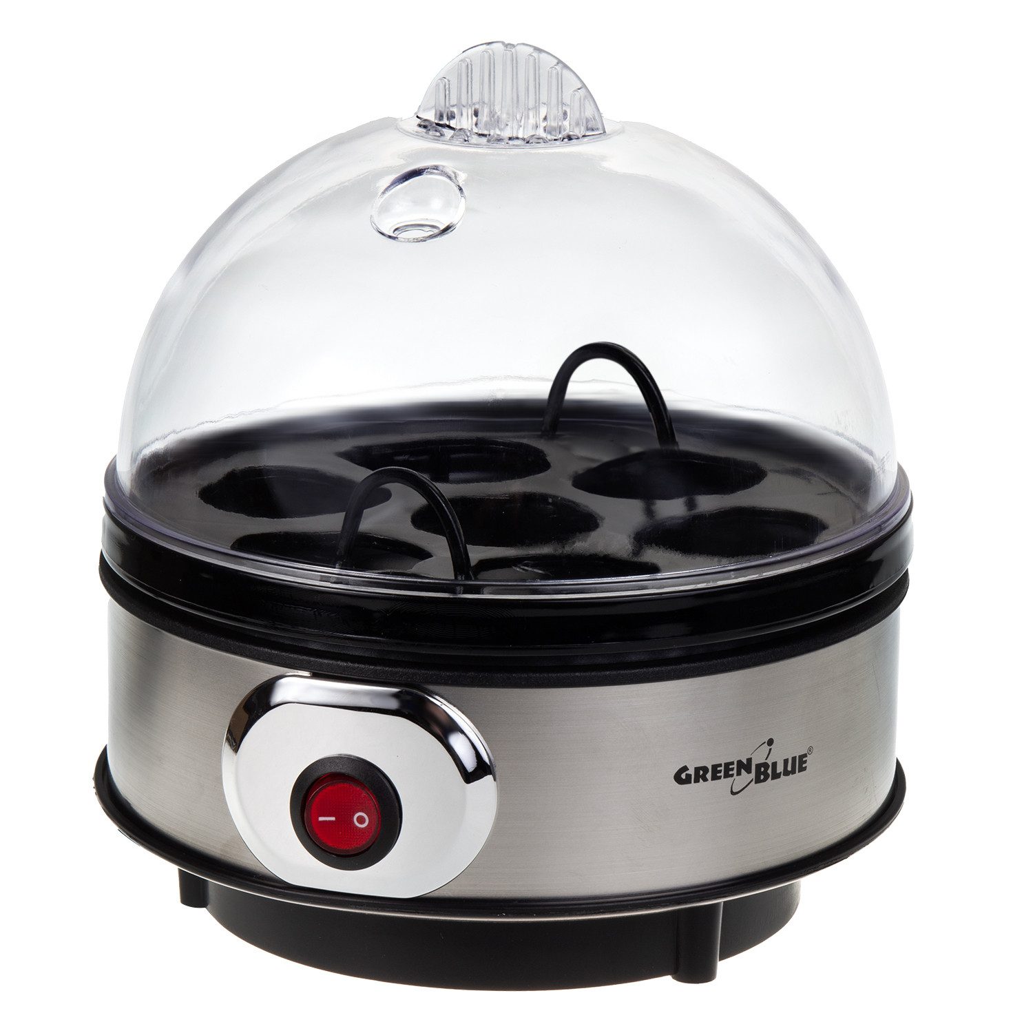GreenBlue Eierkocher GB572 400W für 7 Eier, Anzahl Eier: 7 St., 400,00 W, Automatisch mit Messbecher & Härtegrad-Einstellung, Silber