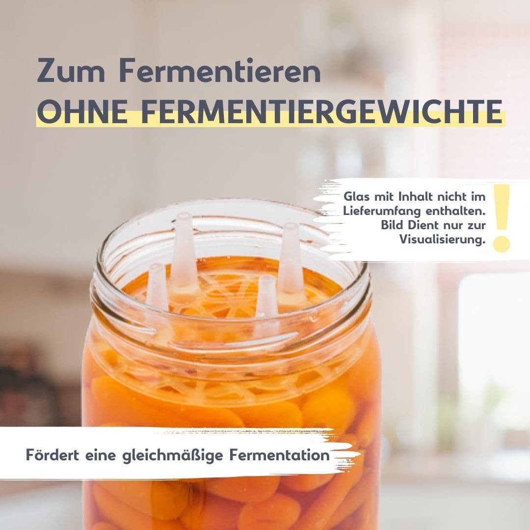 mikken Fermentationsdeckel Eintauchgitter zum Fermentieren Fermentationsgitter 7 cm TO82, (Spar-Set, 12-tlg), PVC-frei, BPA-frei, Ø 7cm, Öffnung 71-72 mm