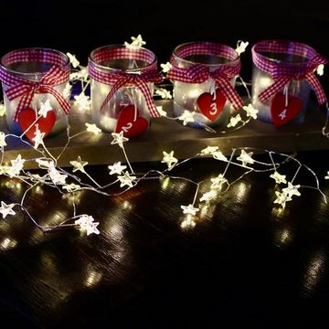 STAR TRADING LED-Lichterkette Draht Sterne 72 Tautropfen LED Weihnachtsdeko 2m Batterie, 72-flammig