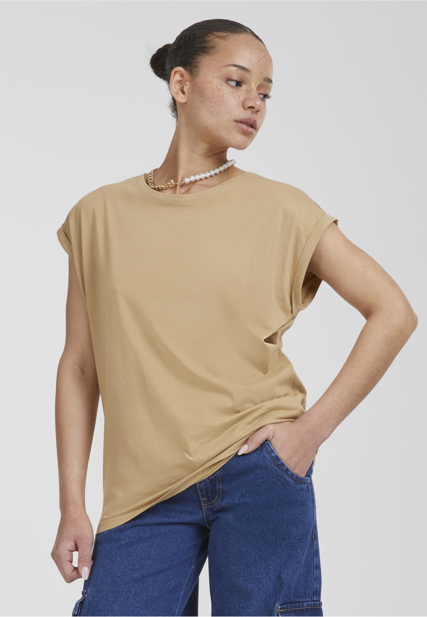 URBAN CLASSICS Kurzarmshirt Urban Classics Damen Ladies Extended Shoulder Tee (1-tlg) – Bild 5 von 5