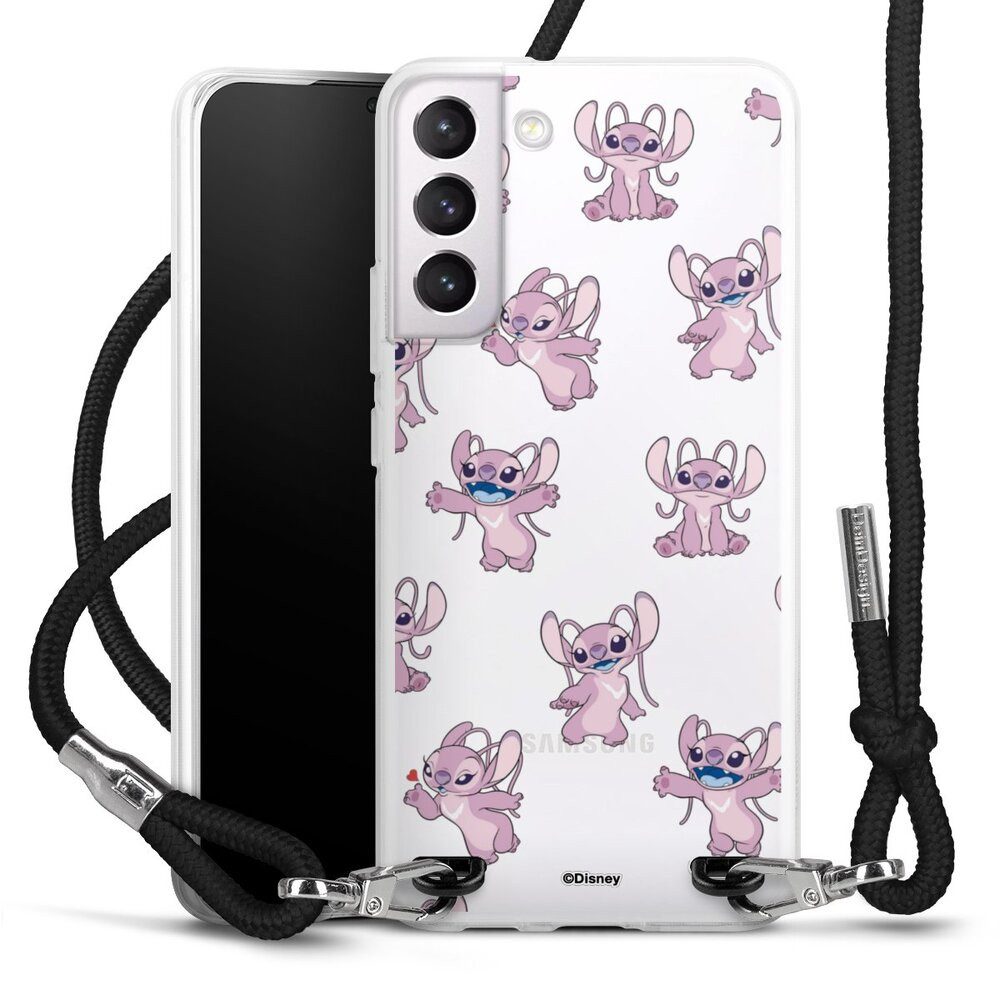 DeinDesign Handyhülle Lilo & Stitch Engel Disney Angel Faces Pattern Transparent, Samsung Galaxy S22+ Handykette Hülle mit Band Case zum Umhängen