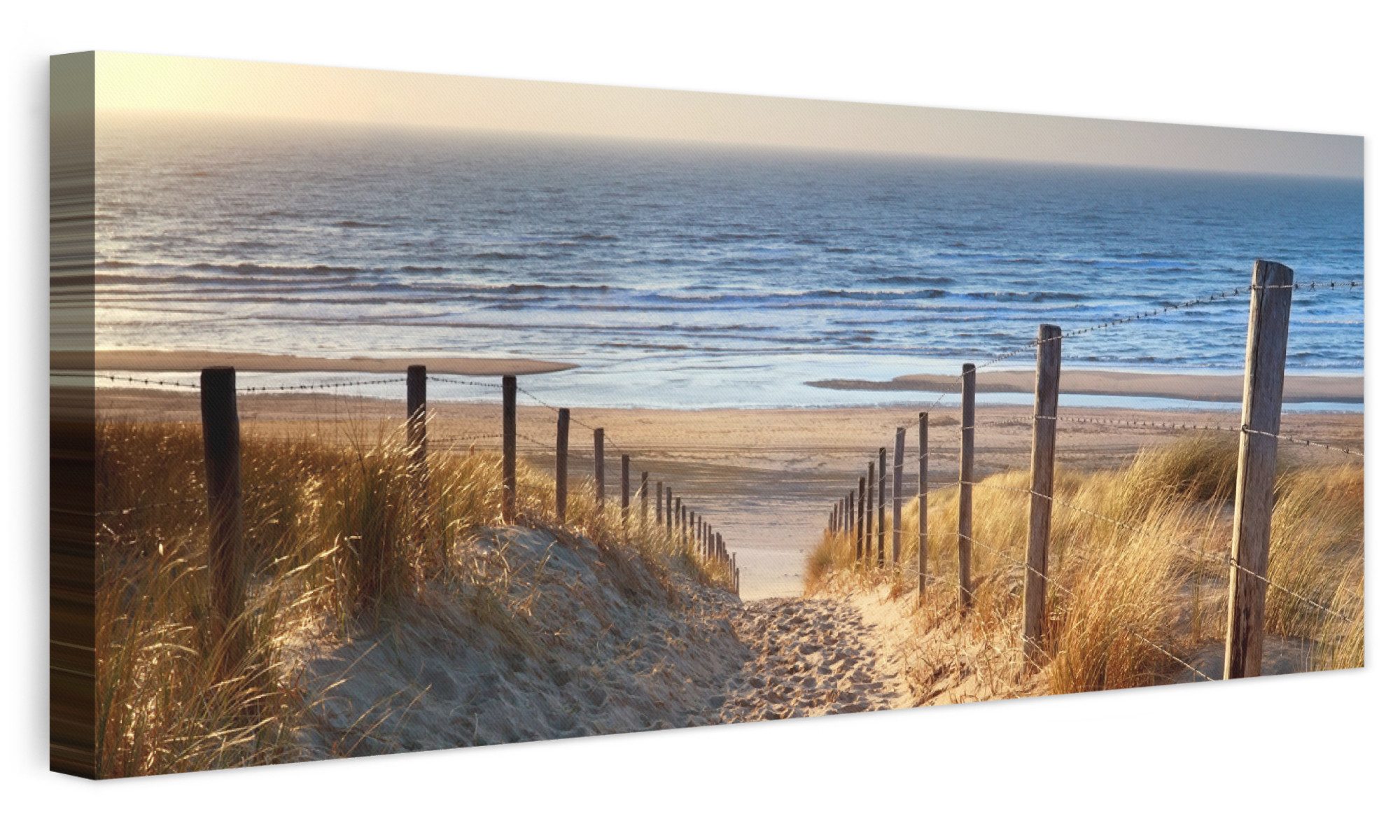 OneMillionCanvasses® Leinwandbild Panorama Strand - Meer - Niederlande - Dünen - Sonne, Fotodruck (1 St), Wandbild, Deko Schlafzimmer …