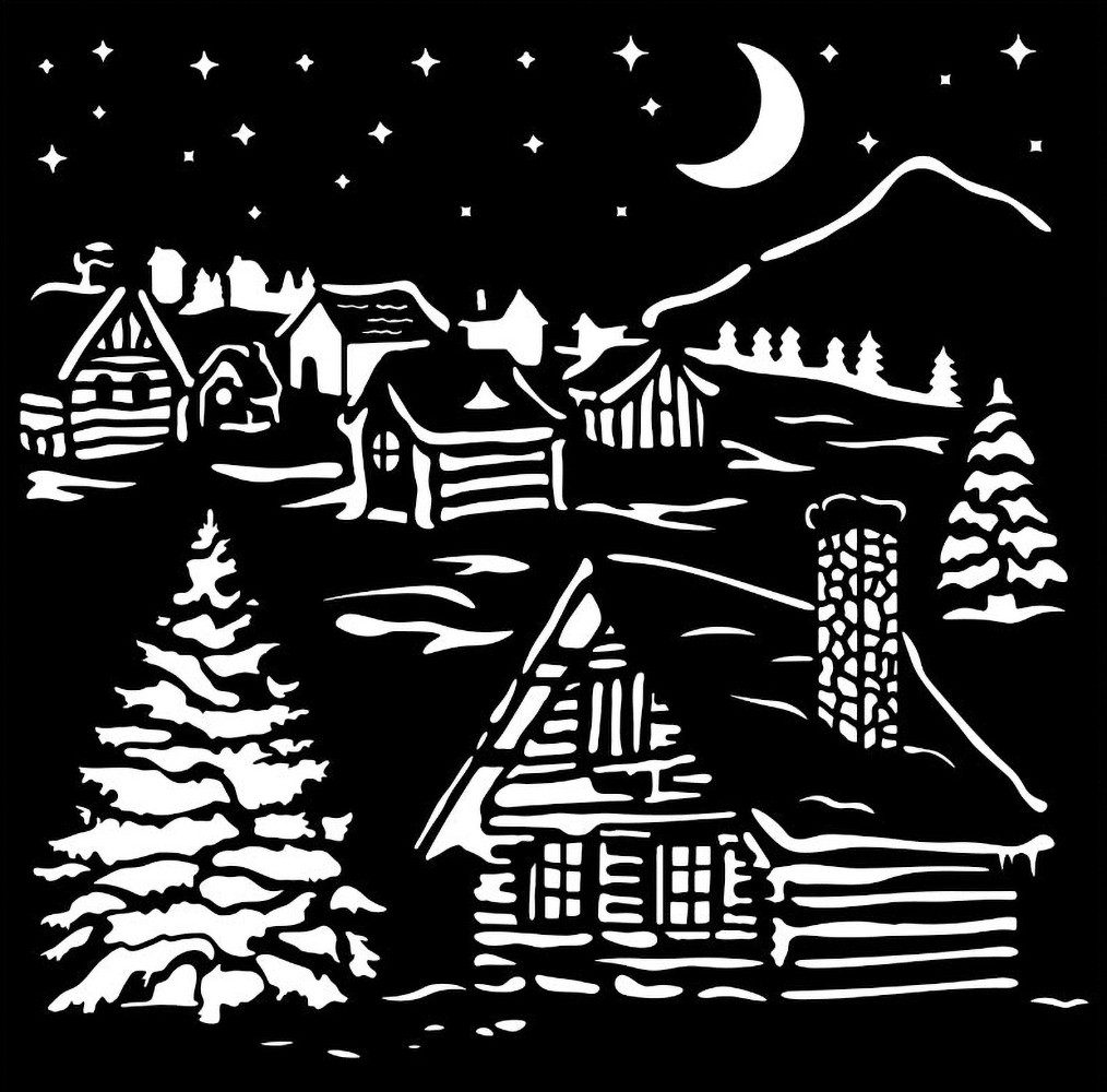 Stamperia Malschablone The Owl's House - Cottage, 18 x 18 cm