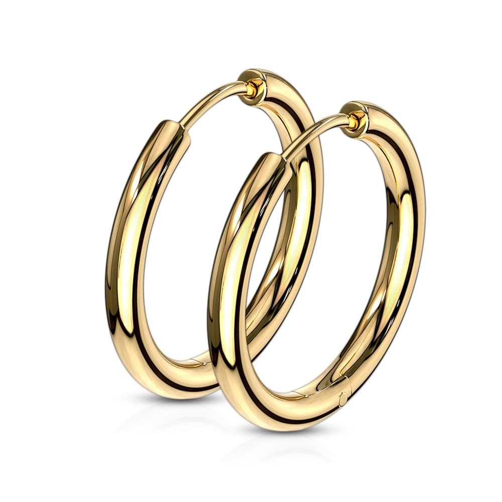 BUNGSA Creolen-Set Creolen klassisch Gold aus Edelstahl Unisex (1 Paar (2 Stück), 2-tlg), Ohrschmuck Ohrringe