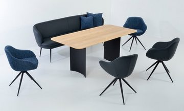 K+W Komfort & Wohnen Essgruppe ZOOM, abgerundete Essgruppe in Materialmix, Solobank, 4 Sesseln und 1 Tisch