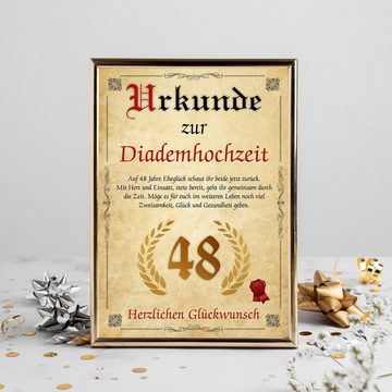 Tigerlino Poster Urkunde zum 48. Hochzeitstag Geschenk 48. Jahrestag Karte Ehepaar, Diademhochzeit