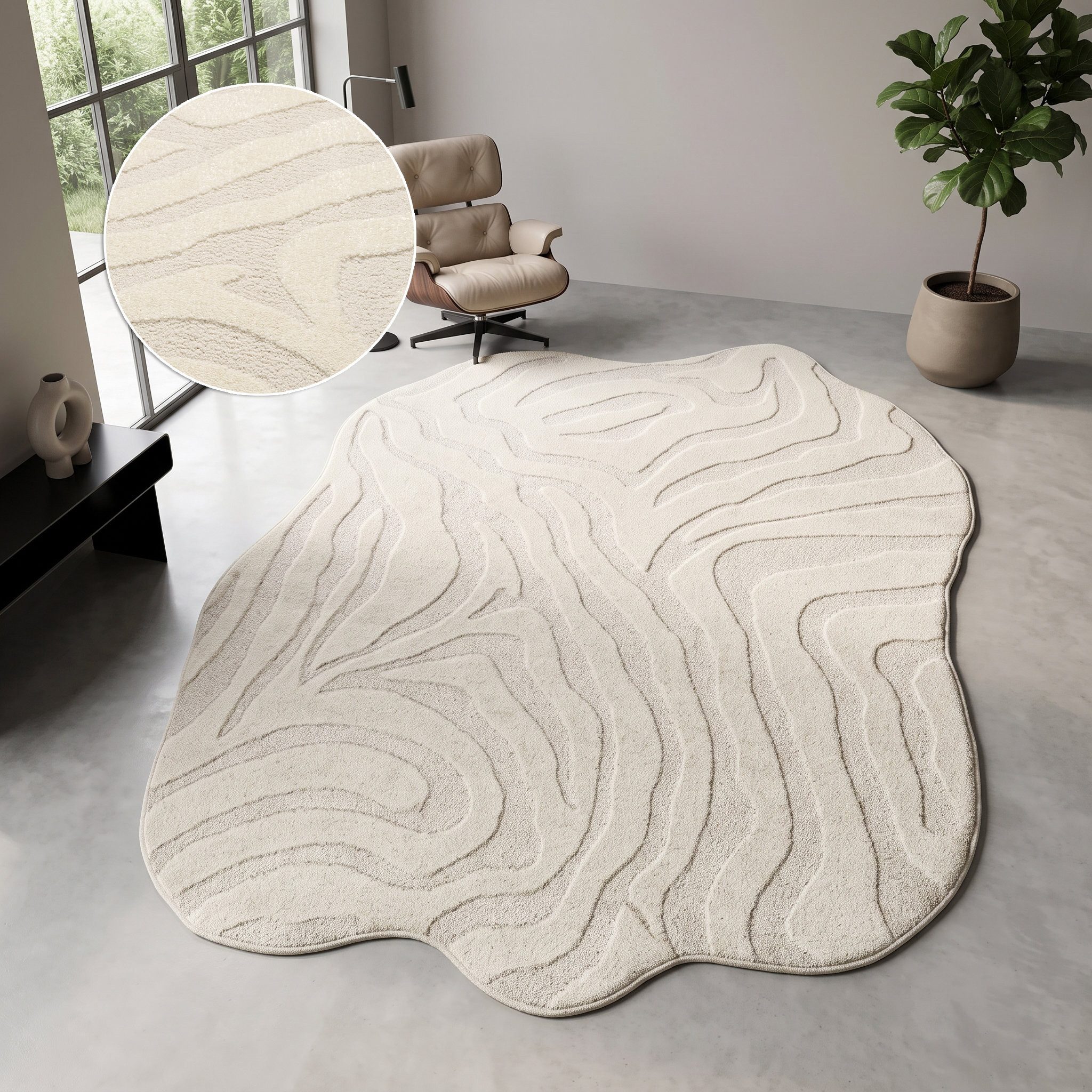 OTTO home Teppich Zebra, besondere Form, rechteckig, Höhe: 12 mm, Animal Print, Tiermotiv, Wohnzimmer, Schlafzimmer