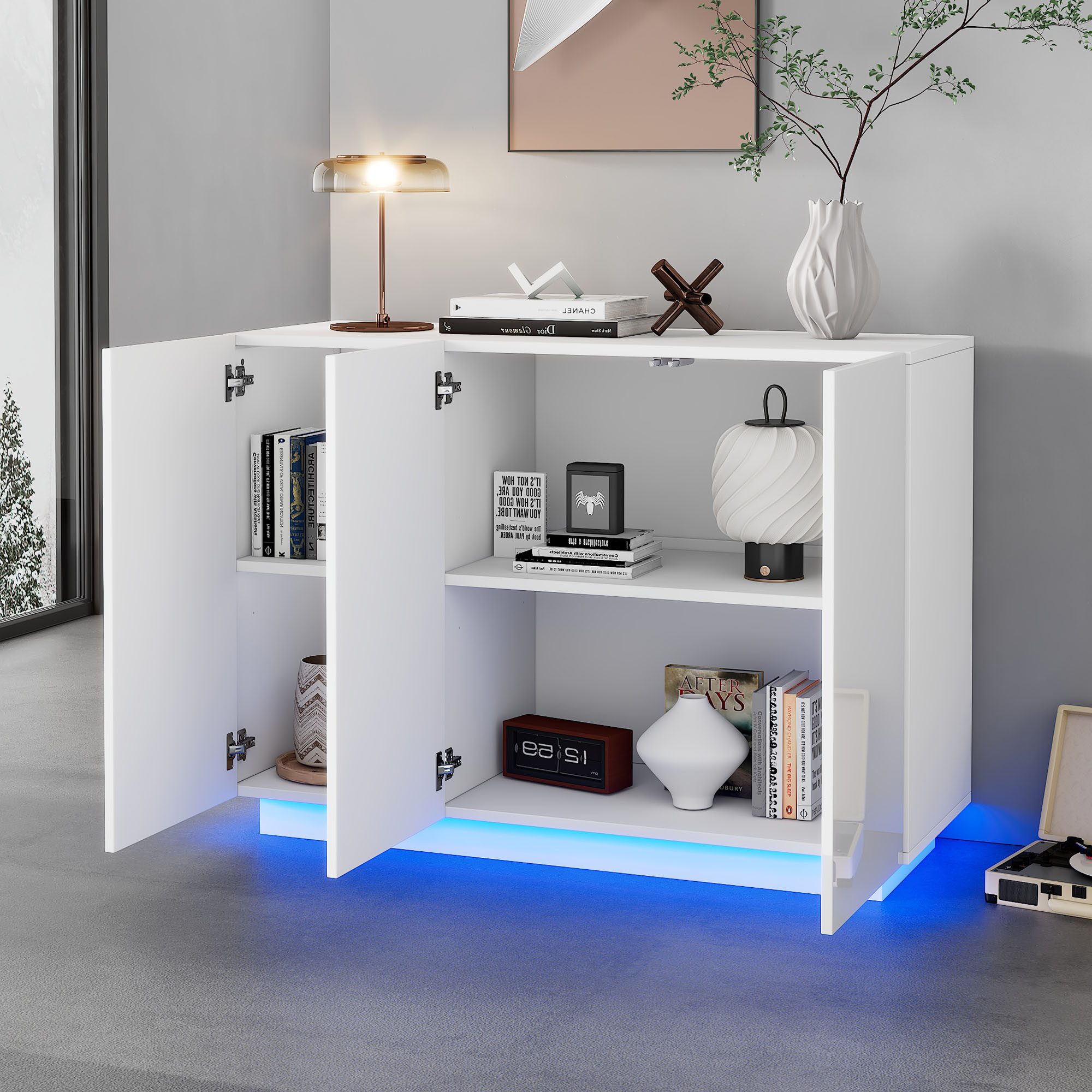 MODFU Sideboard Esszimmerschrank Hochglanz offen und günstig online kaufen