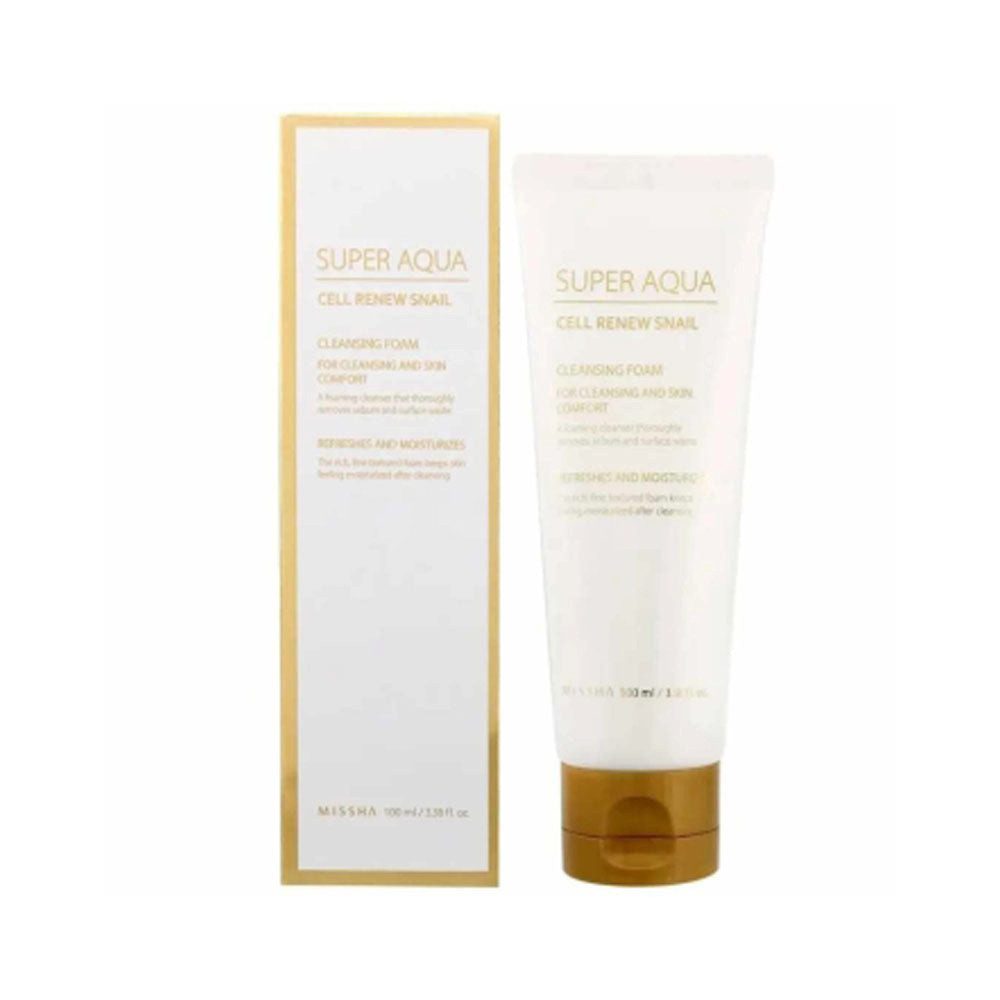 Missha Gesichts-Reinigungsmaske MISSHA, Super Aqua Cell Renew Snail Cleansing Foam - 100 ml, Reinigungsschaum mit 3 % Schneckenschleim-Extrakt