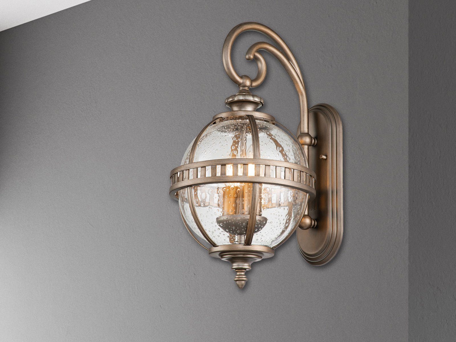Kichler LED Außen-Wandleuchte, LED wechselbar, warmweiß, Fassadenbeleuchtung Haus-wand & Garten-leuchten mit Strom, Höhe 49cm