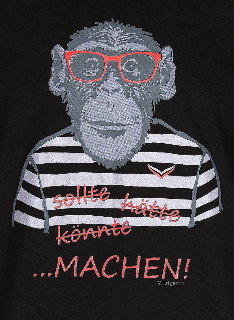 TRIGEMA Affen-Aufdruck Trigema T-Shirt mit großem T-Shirt schwarz