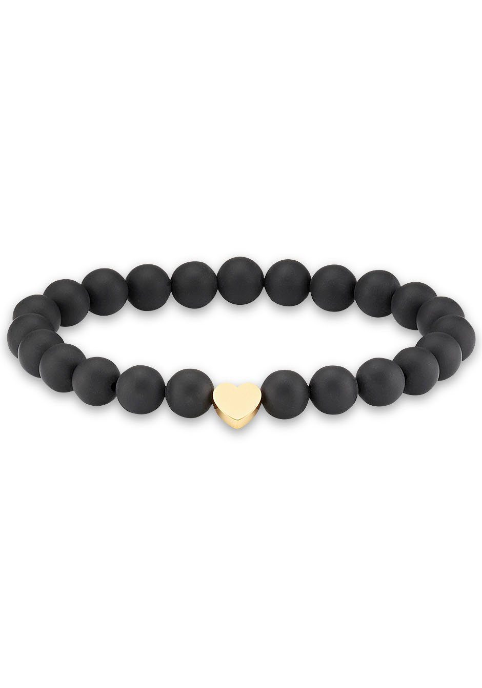 Firetti Armband Schmuck Geschenk Herz Element, Steinarmband, Partnerarmband, Made in Germany - mit Onyx oder Tigerauge