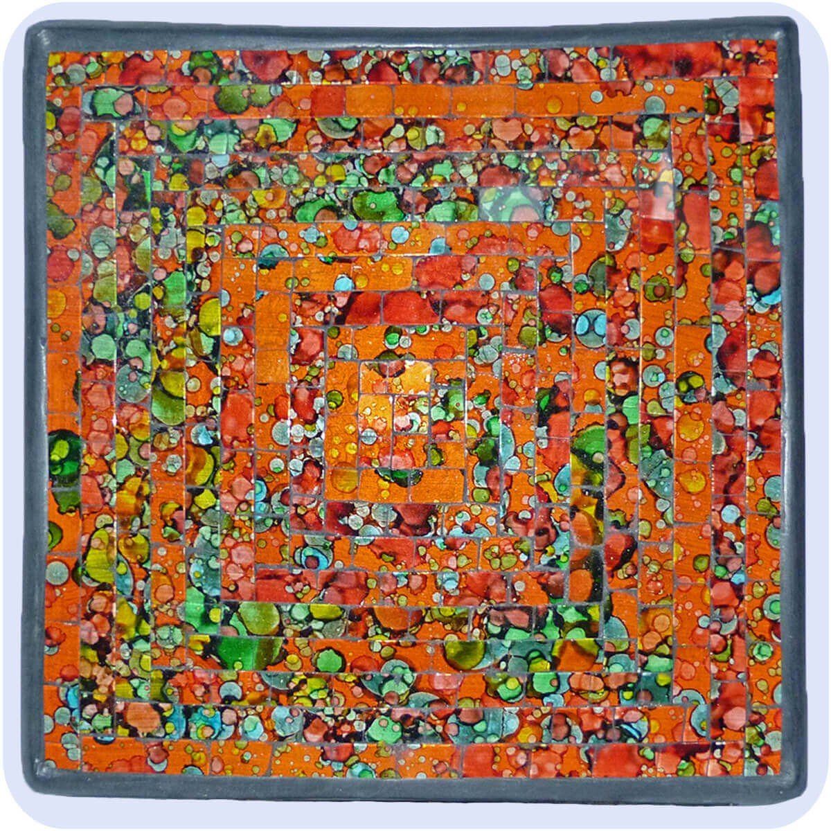 SIMANDRA Dekoschale Mosaik Schale Quadrat Bunt B: ca. 20 cm (1 Stück) Orange | Dekoschalen