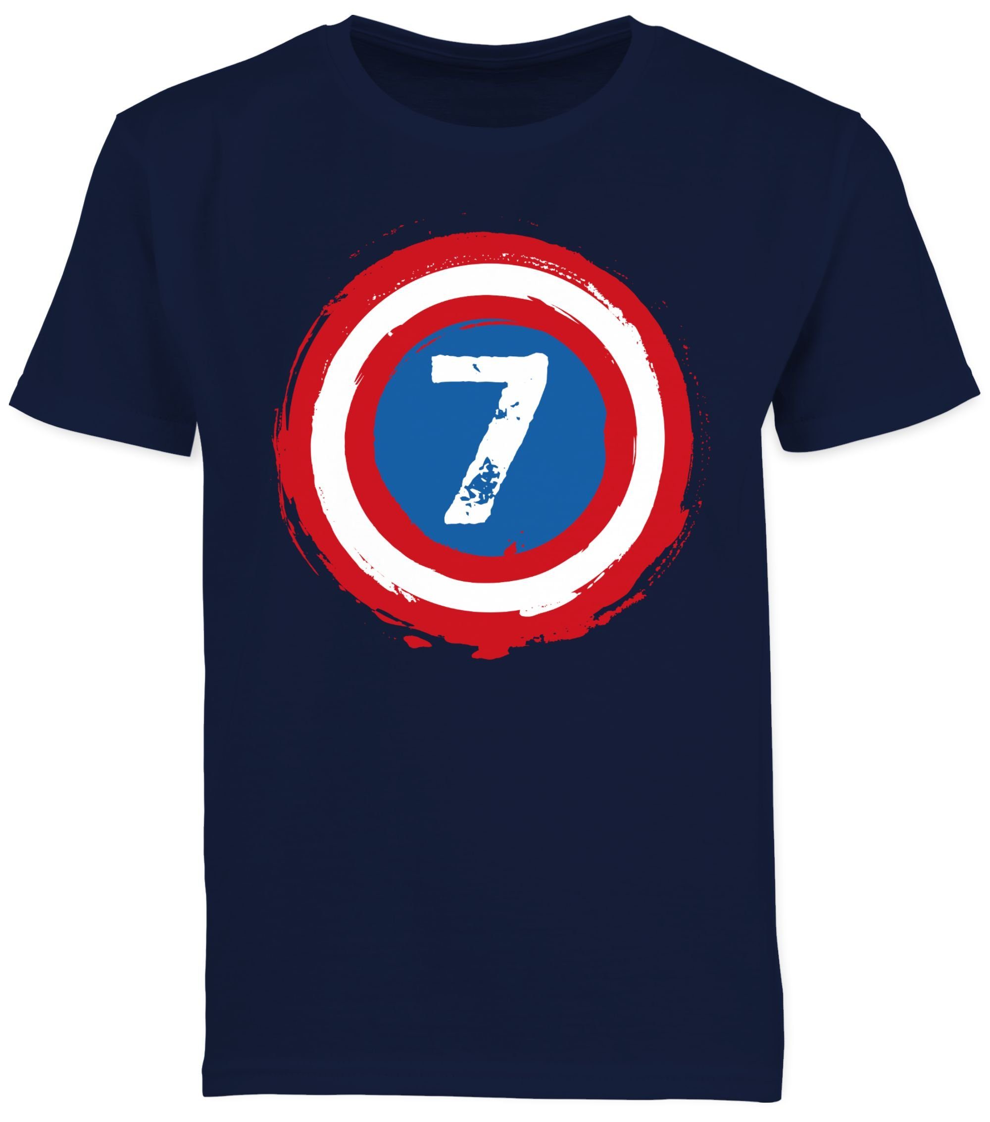 Superhelden Shirtracer 1 Dunkelblau Geburtstag Sieben 7. Schild T-Shirt