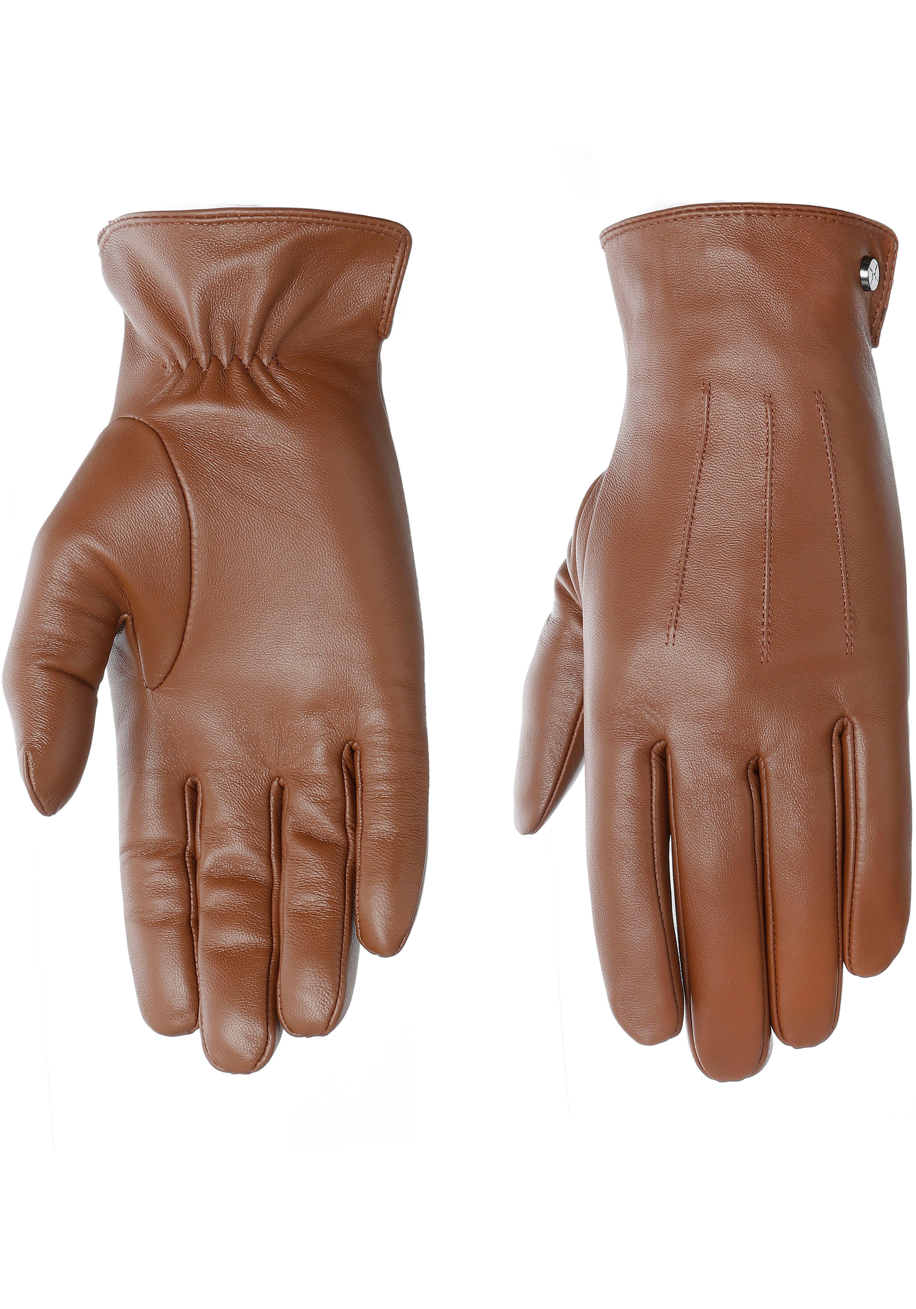 PEARLWOOD Lederhandschuhe Glattlederhandschuh cognac Travis