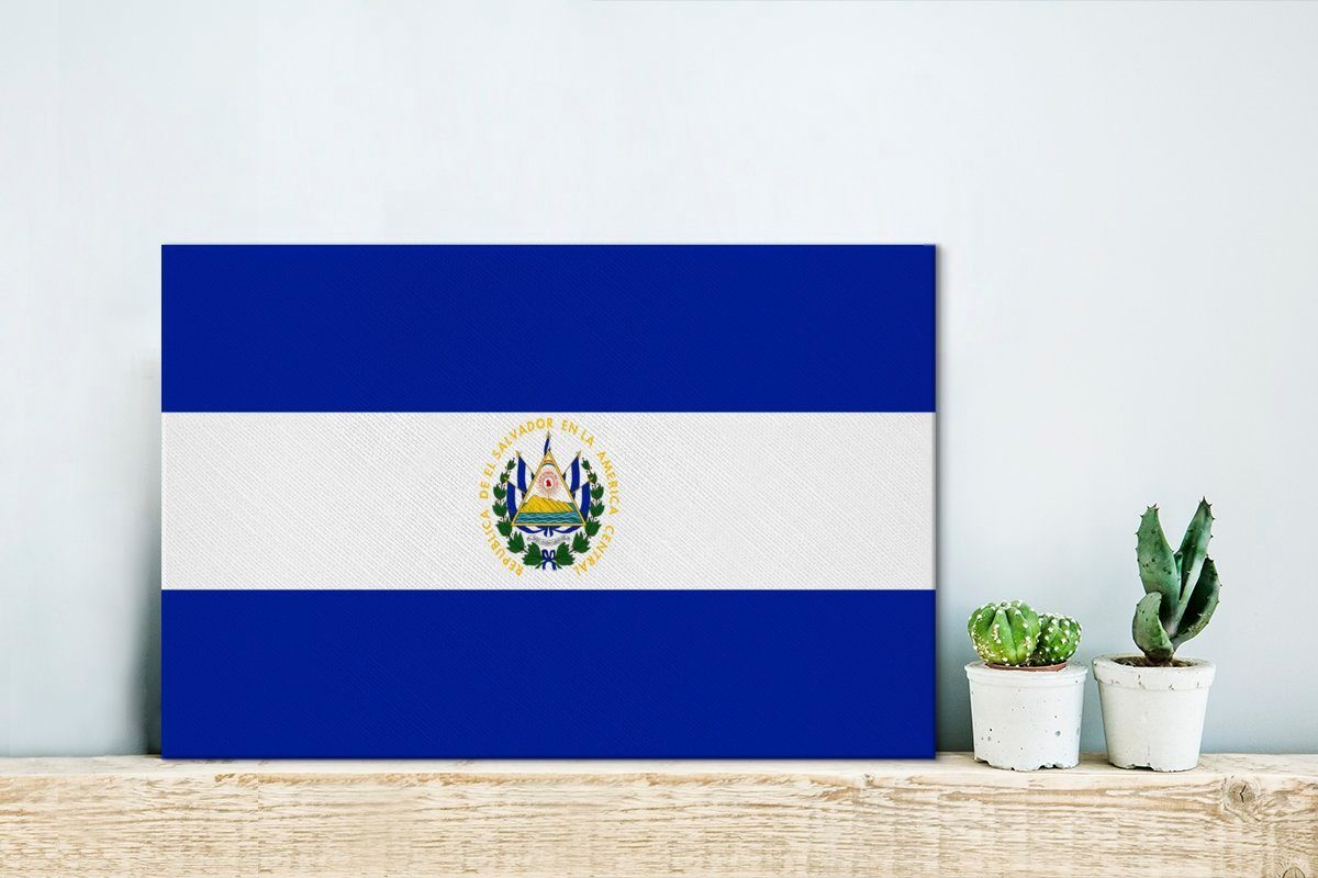 (1 Leinwandbilder, Wandbild von Wanddeko, OneMillionCanvasses® Leinwandbild Flagge Salvador, El St), Aufhängefertig, cm 30x20