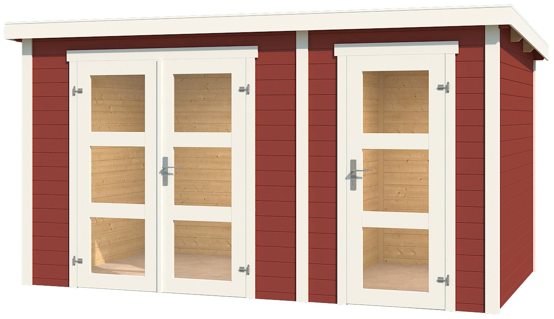 LASITA MAJA Gartenhaus Zambezi XL, BxT: 240x260 cm, (Set), Blochbohlenhaus 28mm 2-Raum, Fundamentmass 3800x2400, Schwedenrot