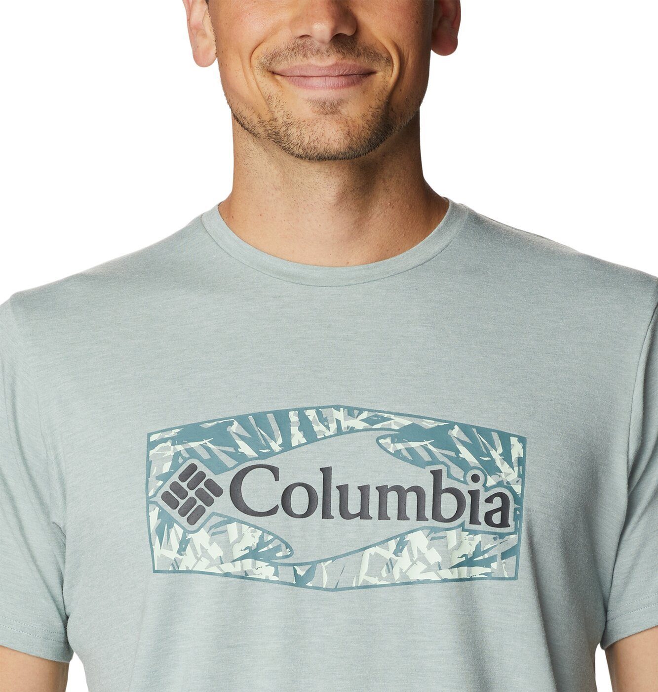 Men's Niagara 351 Graphi Sun Hthr, Trek Short Sleeve Graphic T-Shirt Palmed Hex Columbia