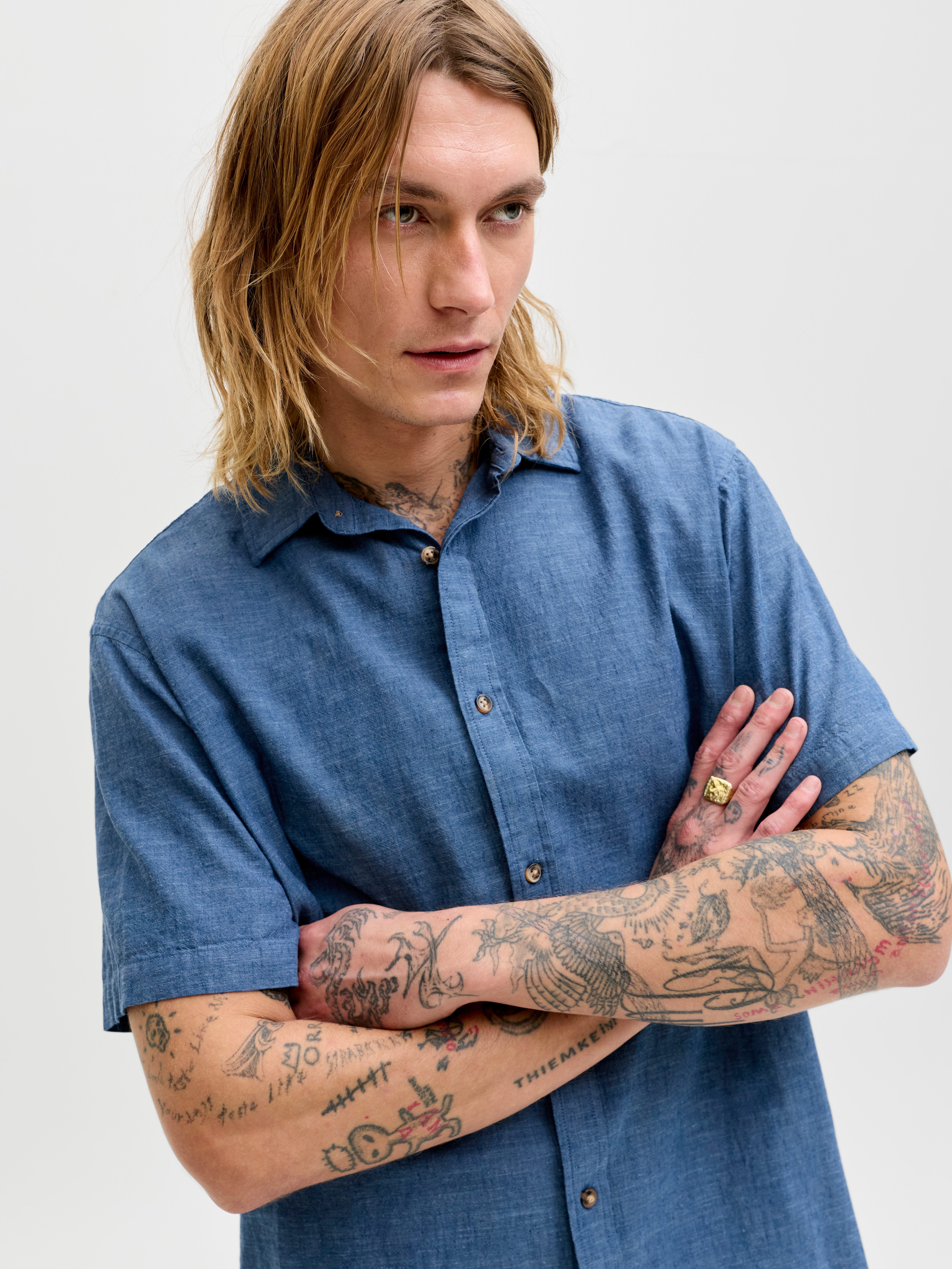 Jack & Jones Kurzarmhemd JJESUMMER LINEN BLEND SHIRT S/S SN Baumwolle mit L günstig online kaufen