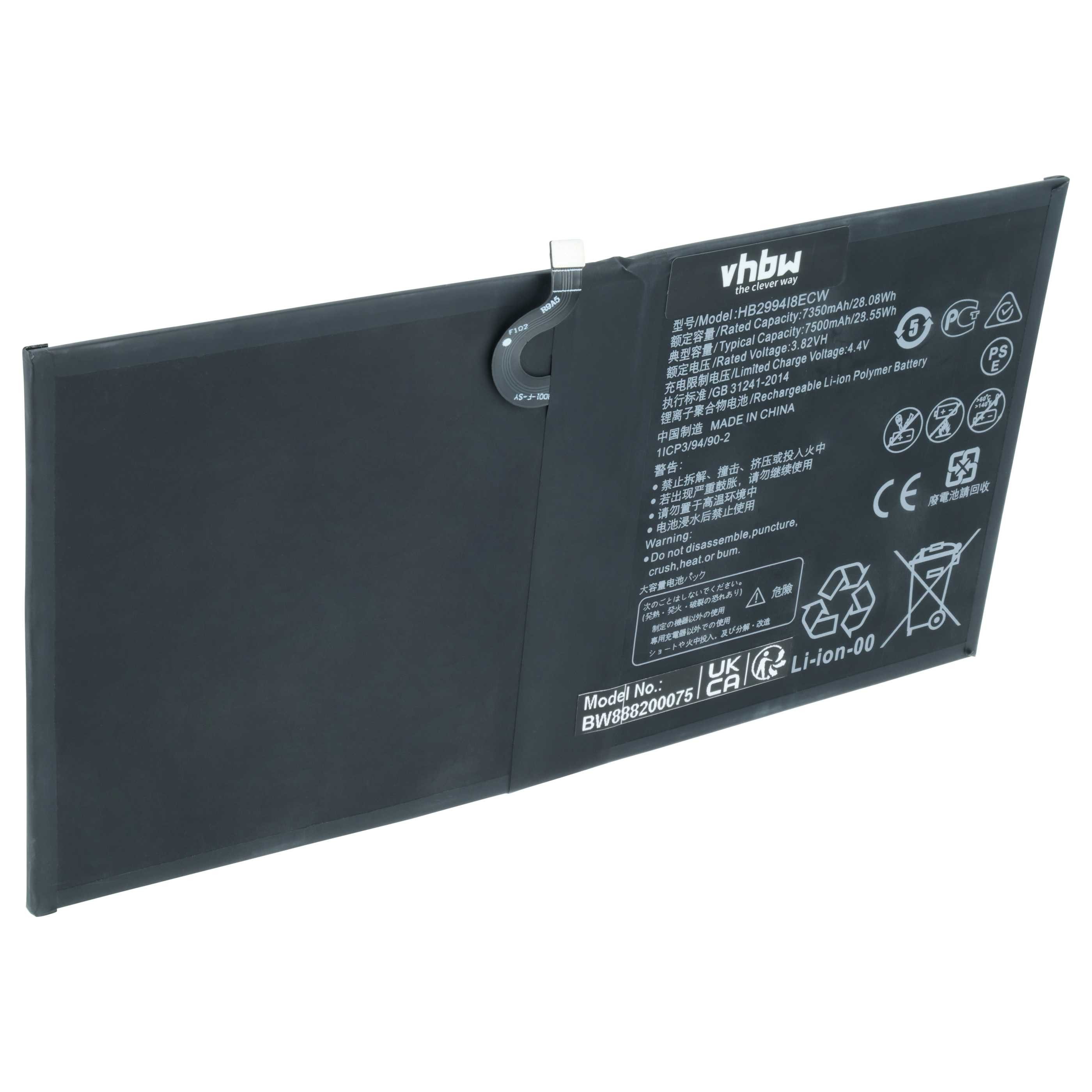 vhbw Akku Ersatz für Huawei HB299418ECW, HB2994I8ECW für Tablet (7300 mAh, Tablet-Akku Akku Li-Polymer 7300 mAh (3,85 V, 1 St), Leistungsfähiger Austausch-Akku für Ihren Tablet-Computer