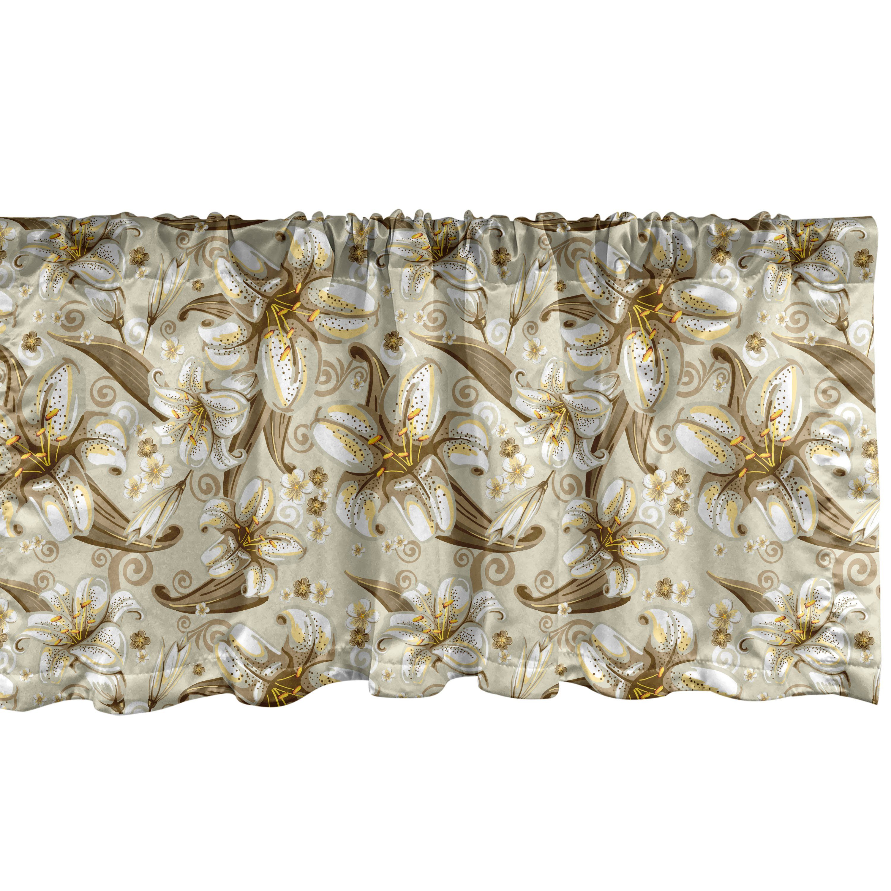 Scheibengardine Vorhang Volant für Küche Schlafzimmer Dekor mit Stangentasche, Abakuhaus, Microfaser, Blumen Blühende Blumen Blütenblätter