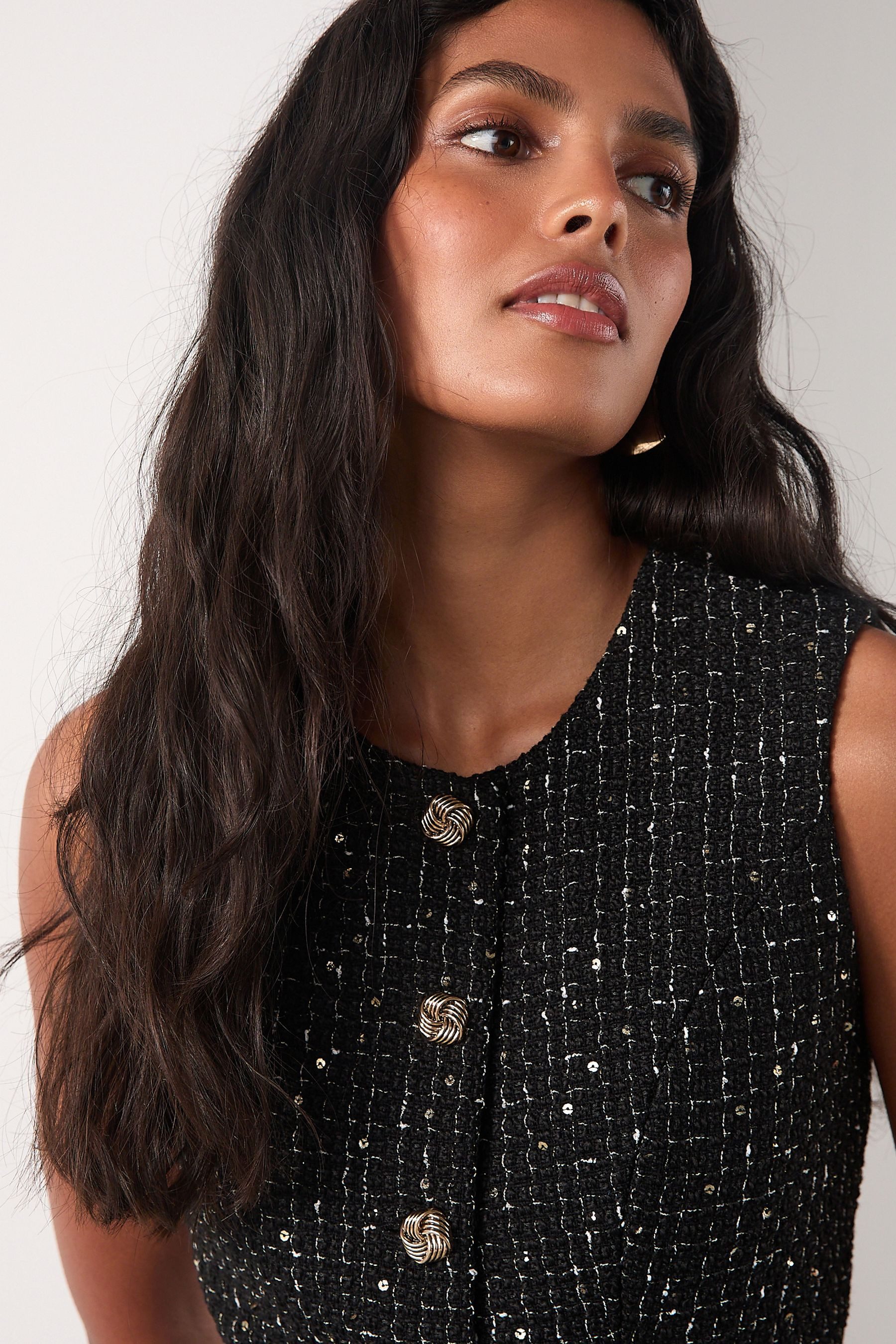 Next Partykleid Festliches 2-in-1-Kleid mit Tweed-Weste (2-tlg)