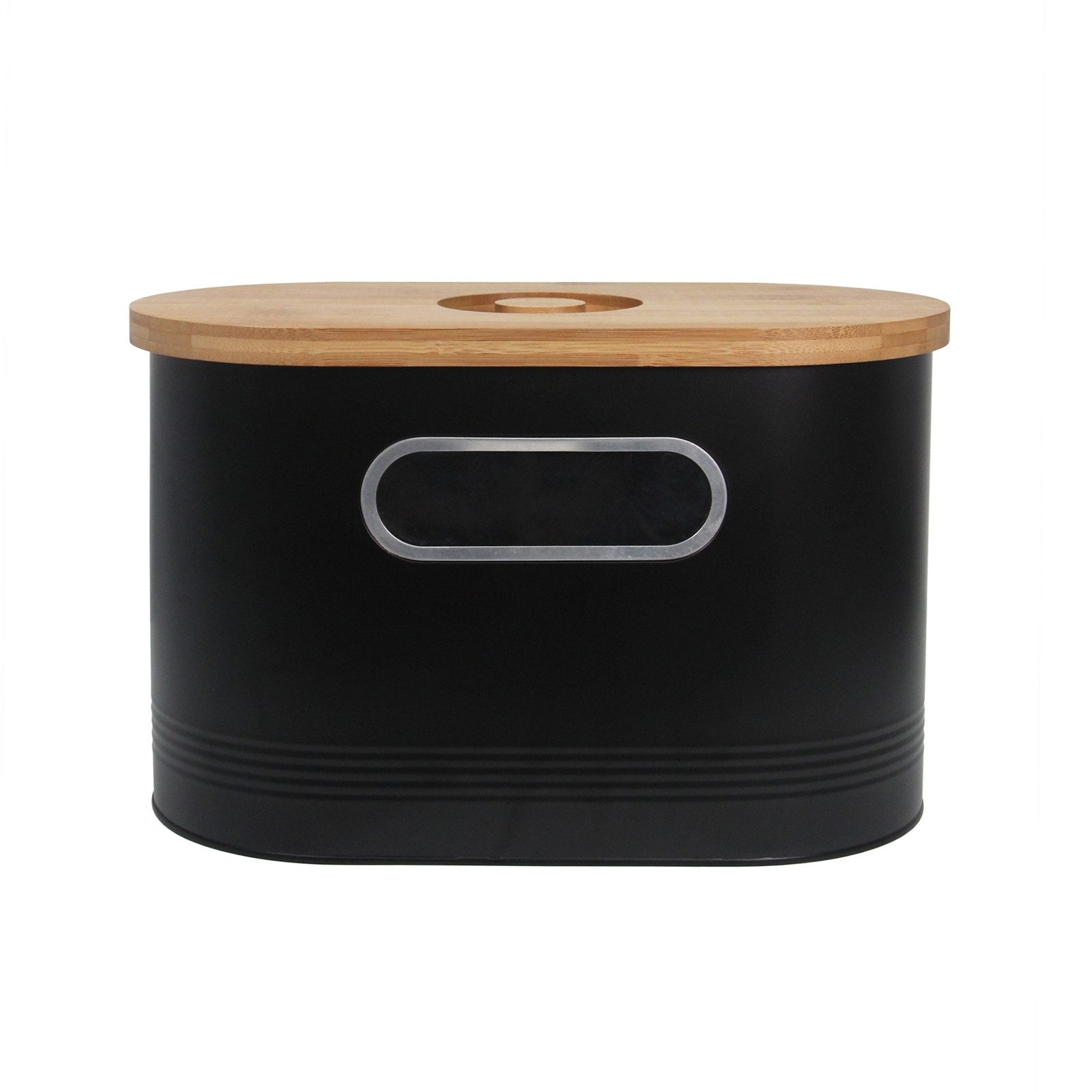 Neuetischkultur Brotkasten Brotkasten Schwarz mit Holzdeckel, Eisen, (Stück, 1-tlg., 1 Brotkasten), Brotbox Metall