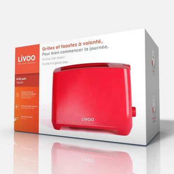 LIVOO Toaster LIVOO Toaster Toastautomat Toastgerät 2-Schlitz-Toaster DOD162R rot