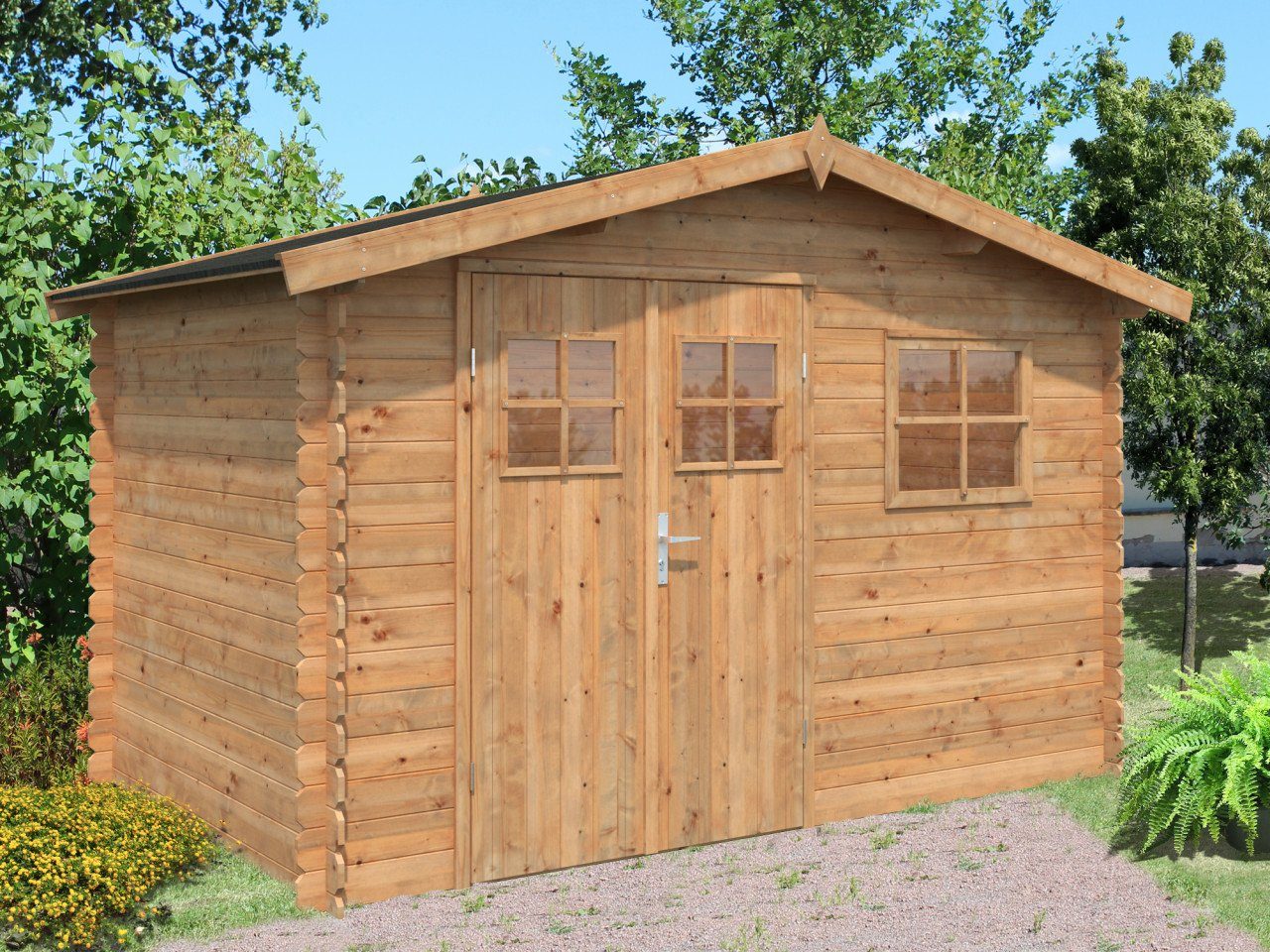 Thumbnail - Finn Art Blockhaus Gartenhaus Gartenhaus Aktion 14 Holzhaus Blockbohlenhaus, BxT: 320x205 cm, mit Fußboden