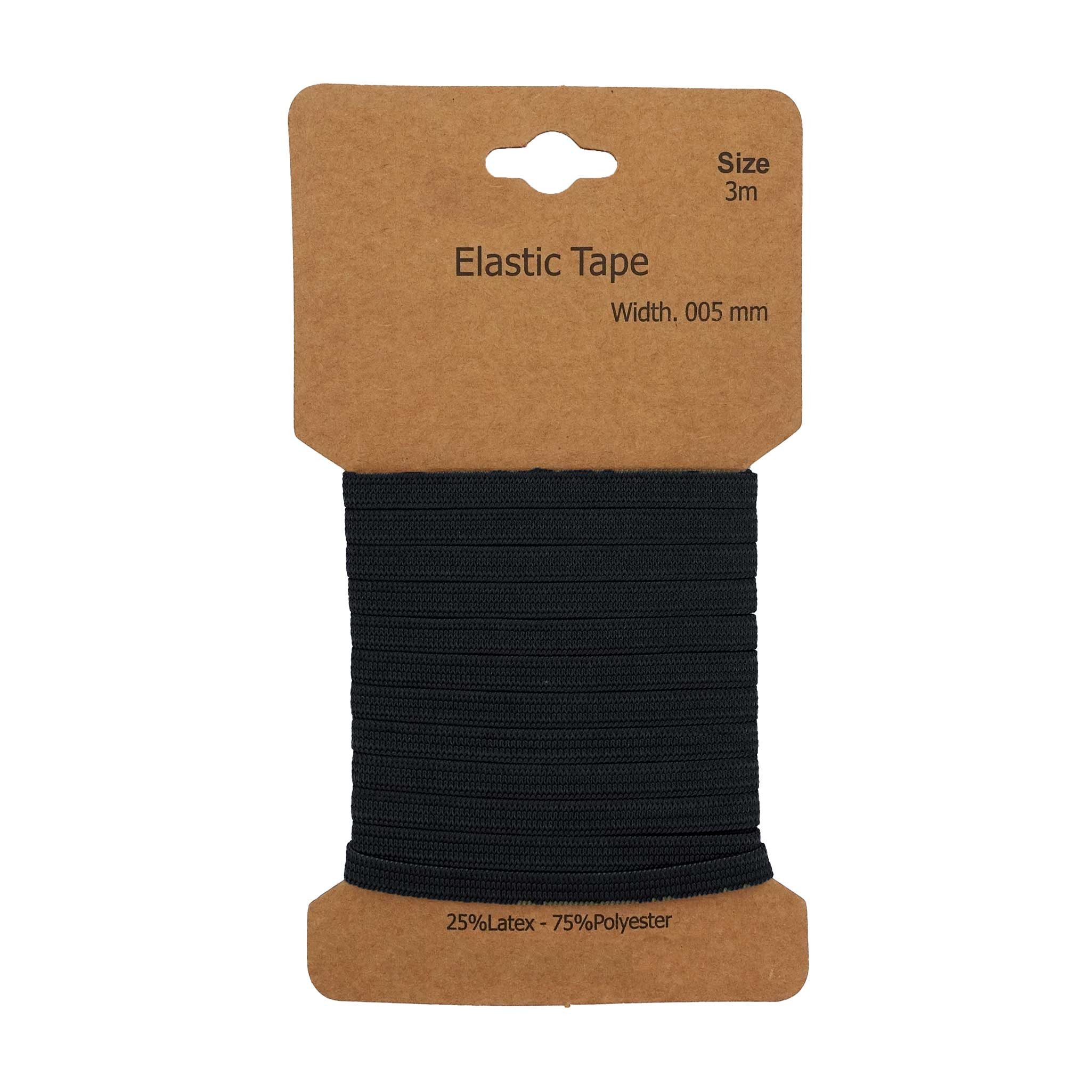 maDDma Gummiband Gummiband 3 m x 5 mm Gummilitze Gummi elastisches Band Flachgummi, schwarz