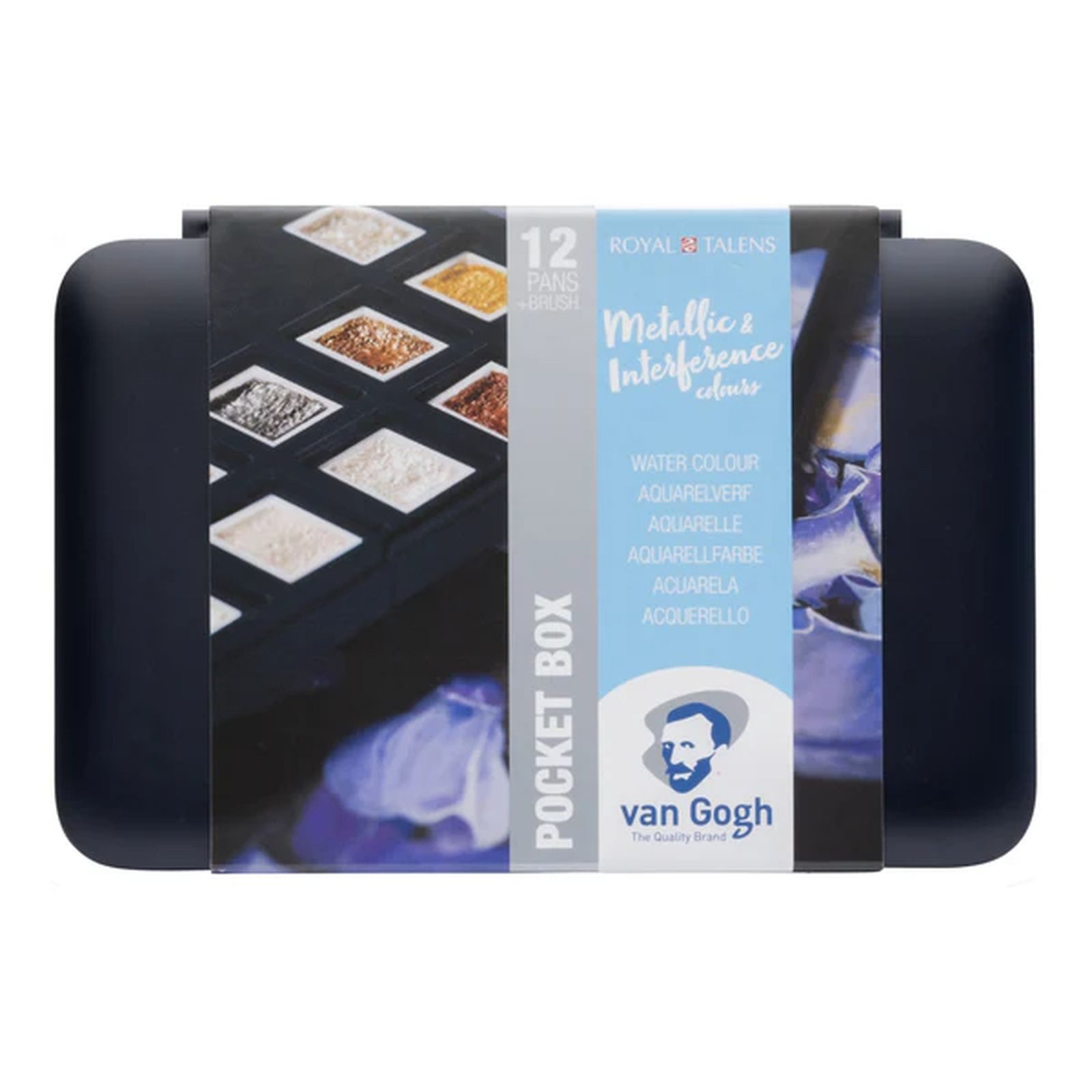 Talens Aquarellfarbe Van Gogh Pocketbox Metallic & Interfernce, 12 Цвета in halbe Näpfchen