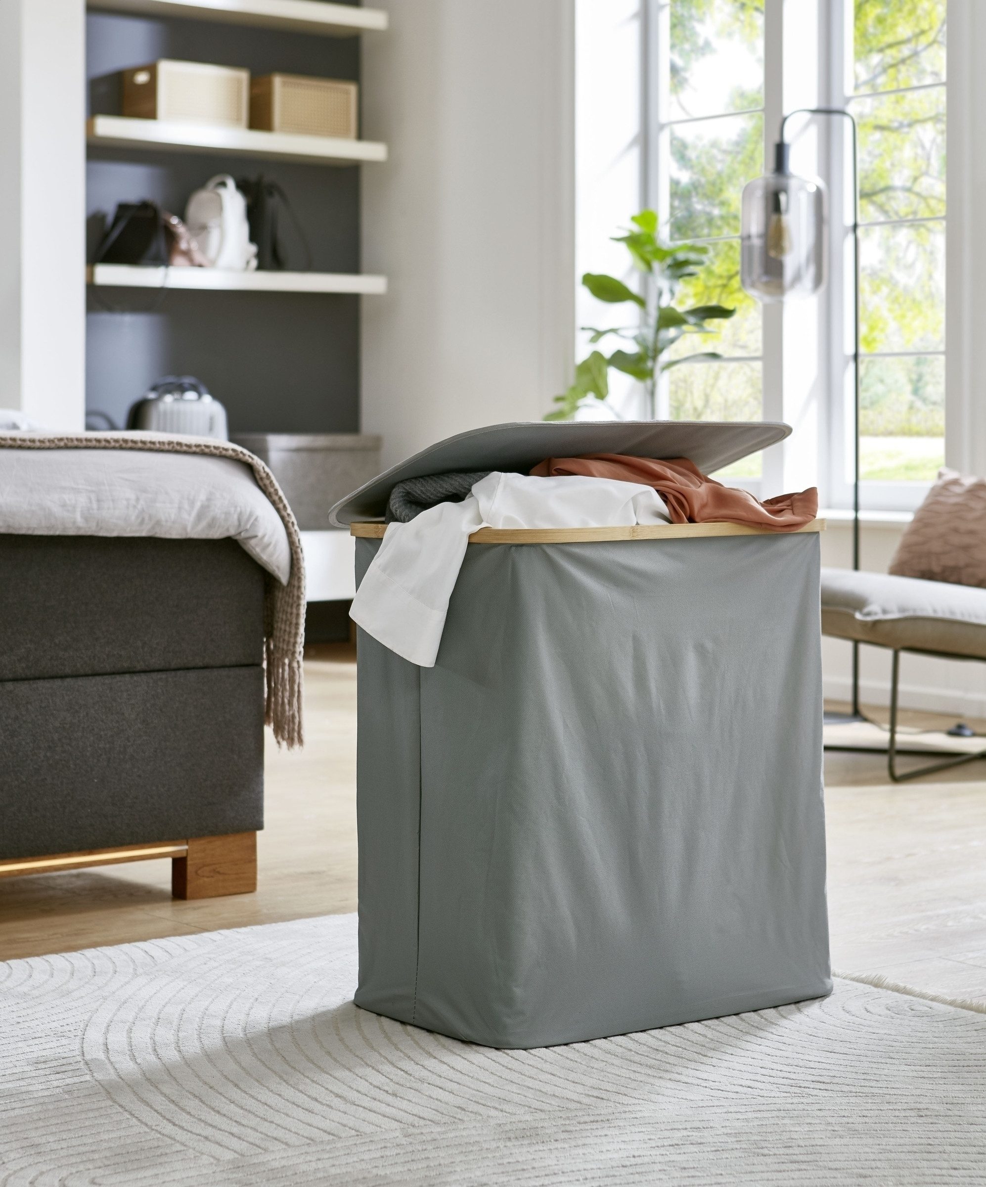 freiraum Wäschekorb Wäschi, in Grau, Oxford Stoff - 57x60x37cm (BxHxT)