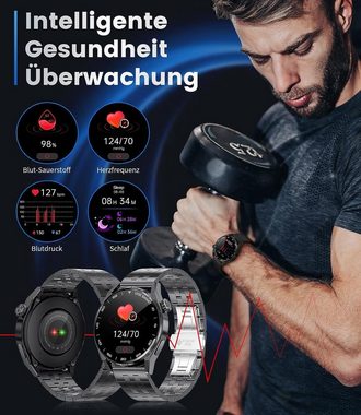 Lige Smartwatch (1,39 Zoll, Android iOS), Herren 300mAh mit Telefonfunktion Wasserdicht Fitness 100+ Sportmodi