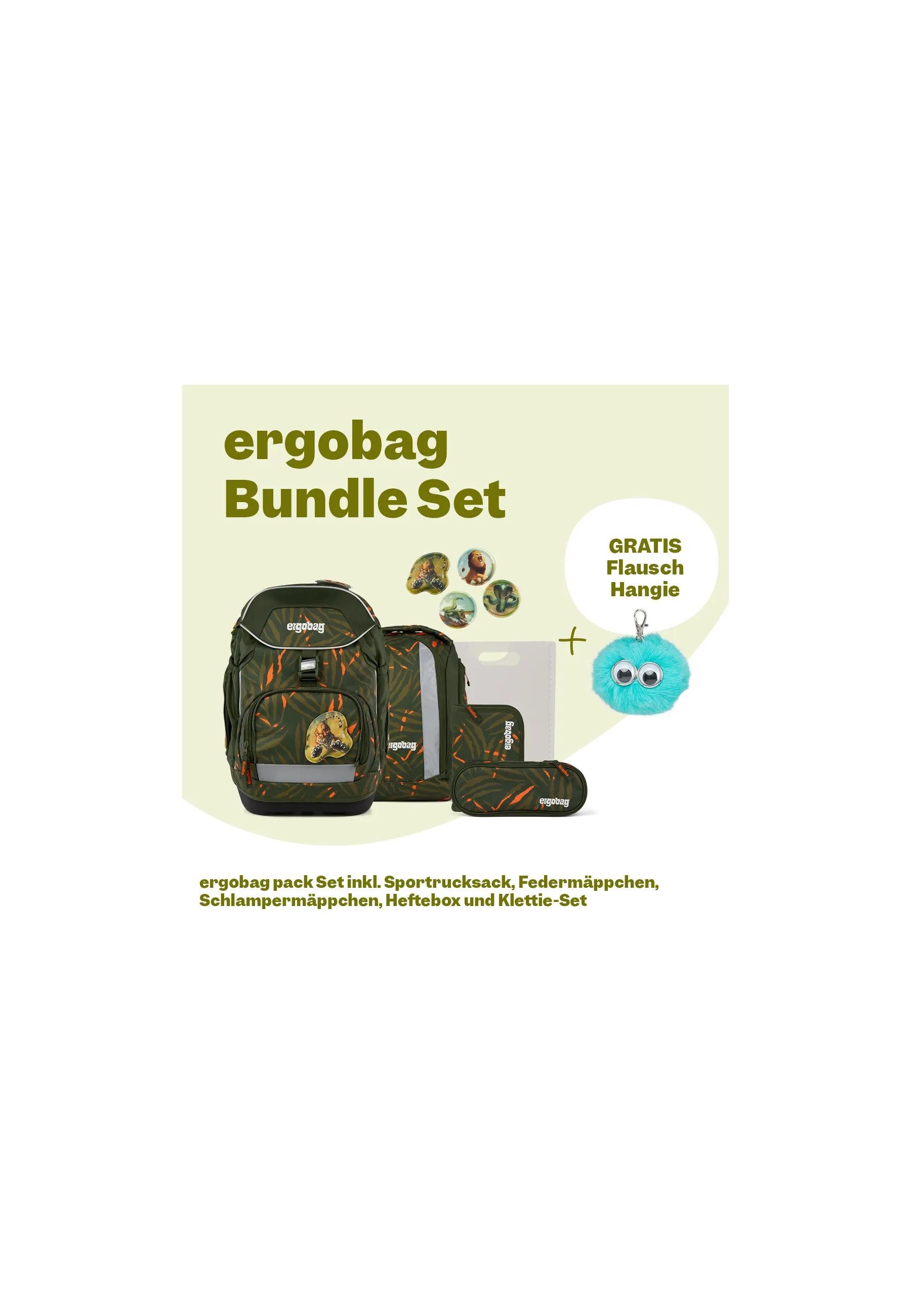 ergobag Schulranzen pack Set Bundle (7-tlg., 7-teiliges Set), größenverstellbares Rückensystem