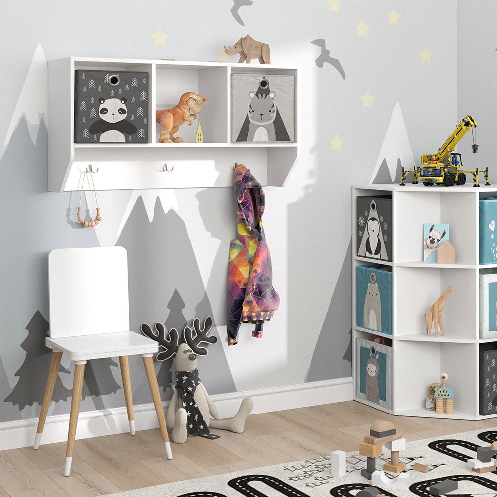 Vicco Wandregal Luigi, Weiß, 107 x 56 cm mit 2 Faltboxen opt.1