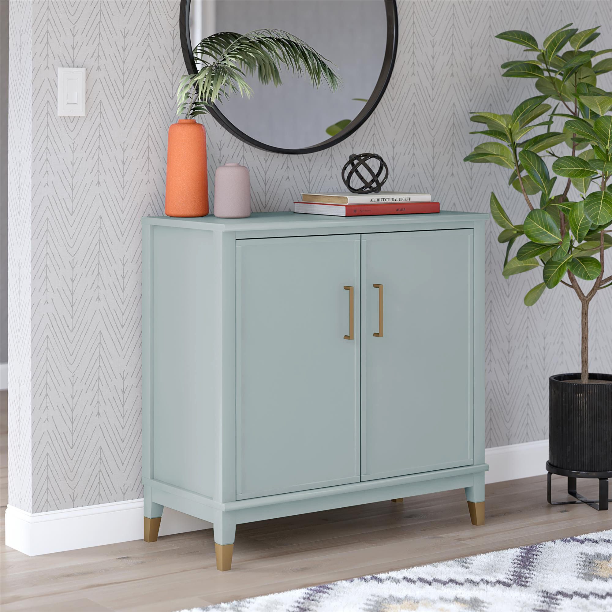 loft24 Mehrzweckschrank Westerleigh Schrank, 2 Türen, Griffe und Füße in goldfarben, Breite 84 cm