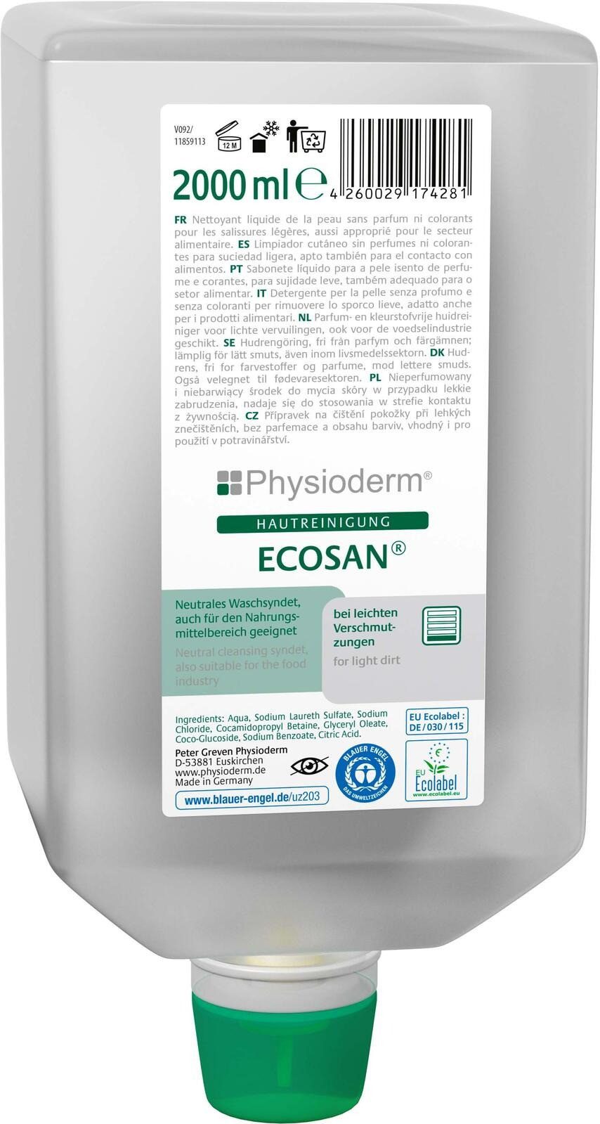 Physioderm Flüssigseife Physioderm® ECOSAN® Waschgel