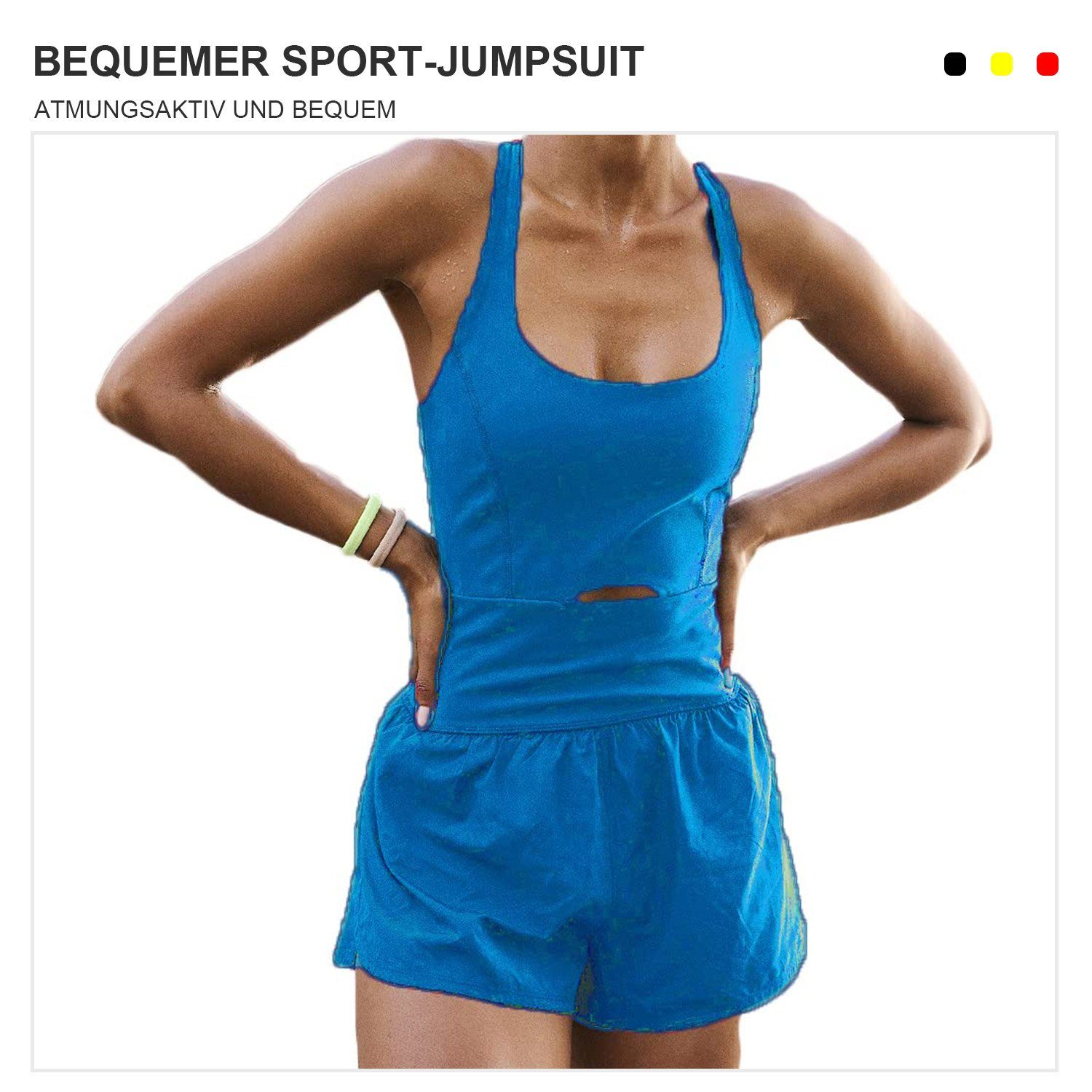 Kleid Damen, BH,Shorts Tenniskleid Sportliches für integrierter MAGICSHE Blau