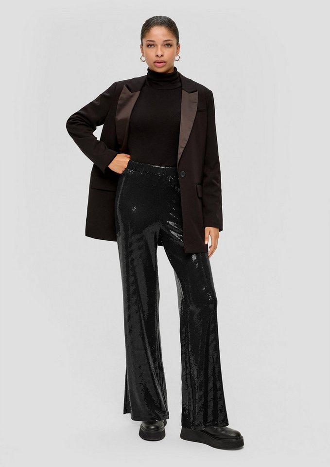 QS Chinos Hose Regular: Pailletten-Hose mit Flared Leg