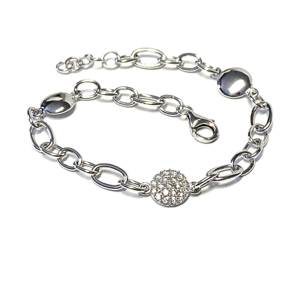 Edelschmiede925 Collier Armband Silber 925 rhodiniert Bettelarmband  Zirkonia 18 - 20cm
