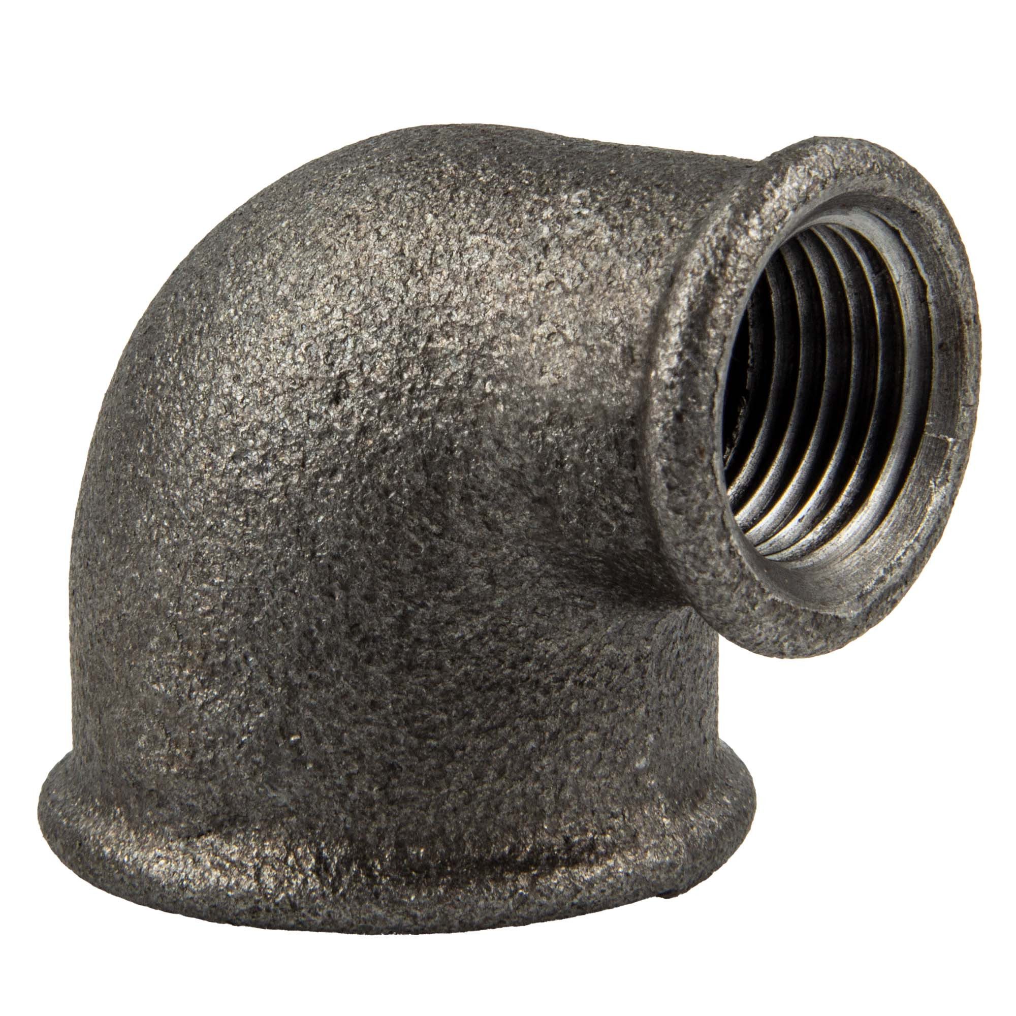 GEBO Gewindefitting Temperguss-Gewindefitting schwarz Winkel 90°, 3/4 x 1/2 Zoll